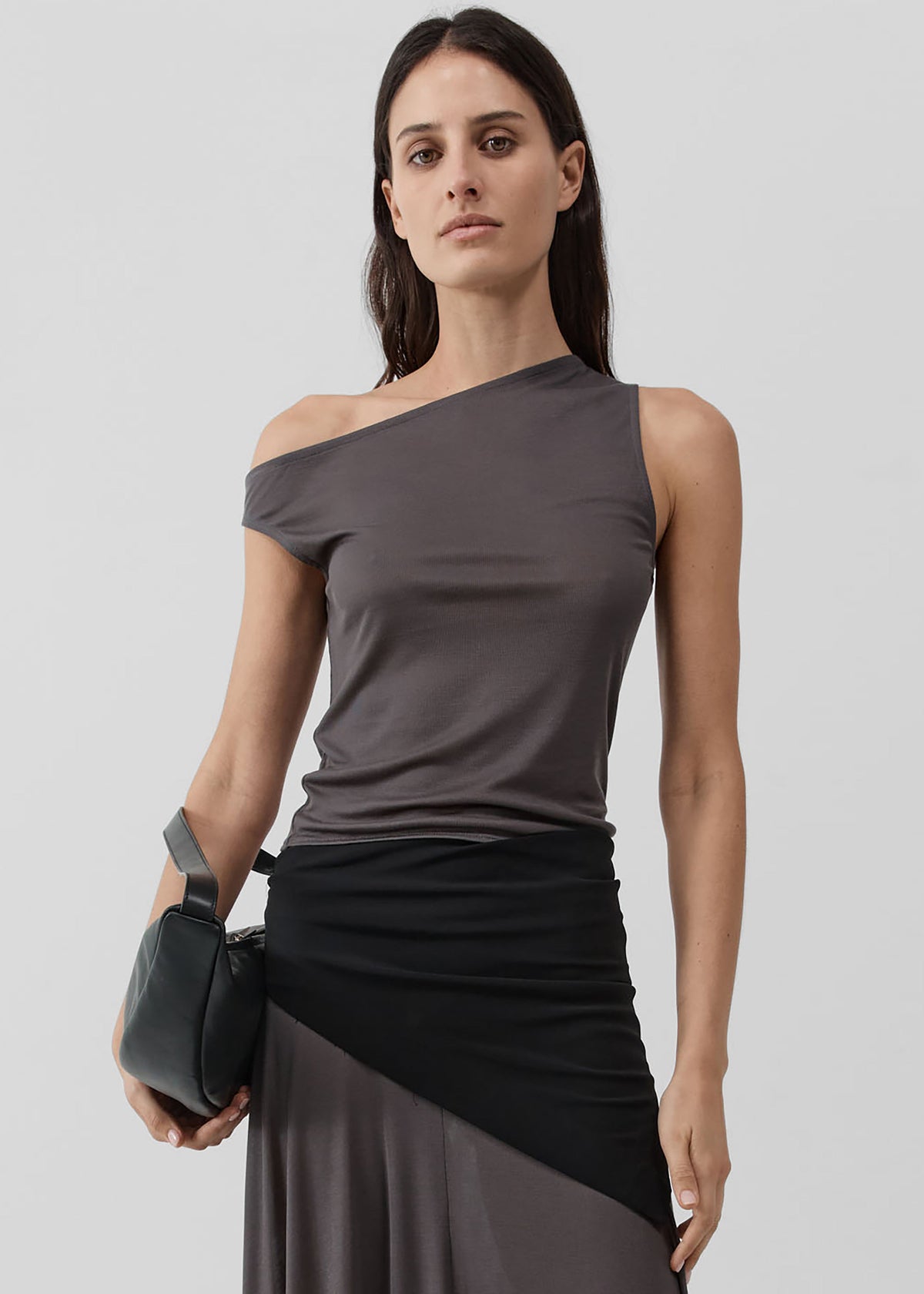 St. Agni Fine Jersey Asymm Top - Soot – view 1 of 7