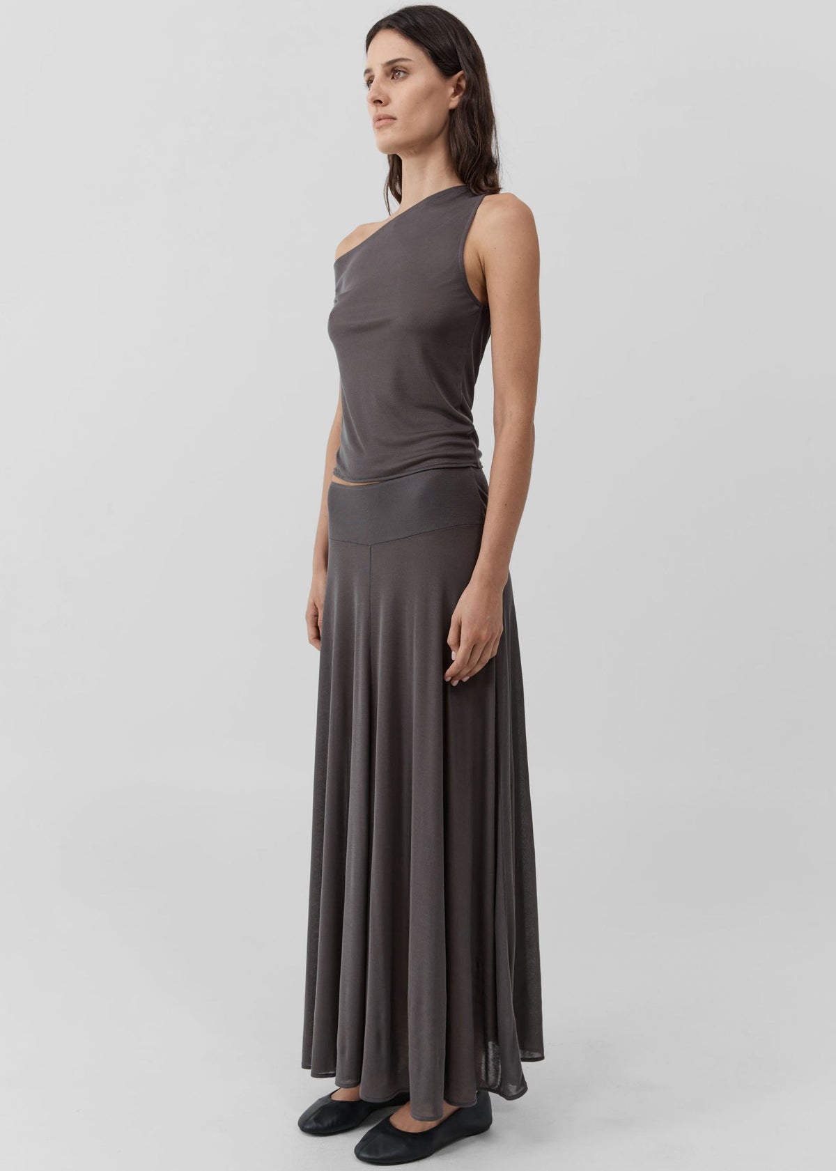 St. Agni Fine Jersey Asymm Top - Soot – view 4 of 7