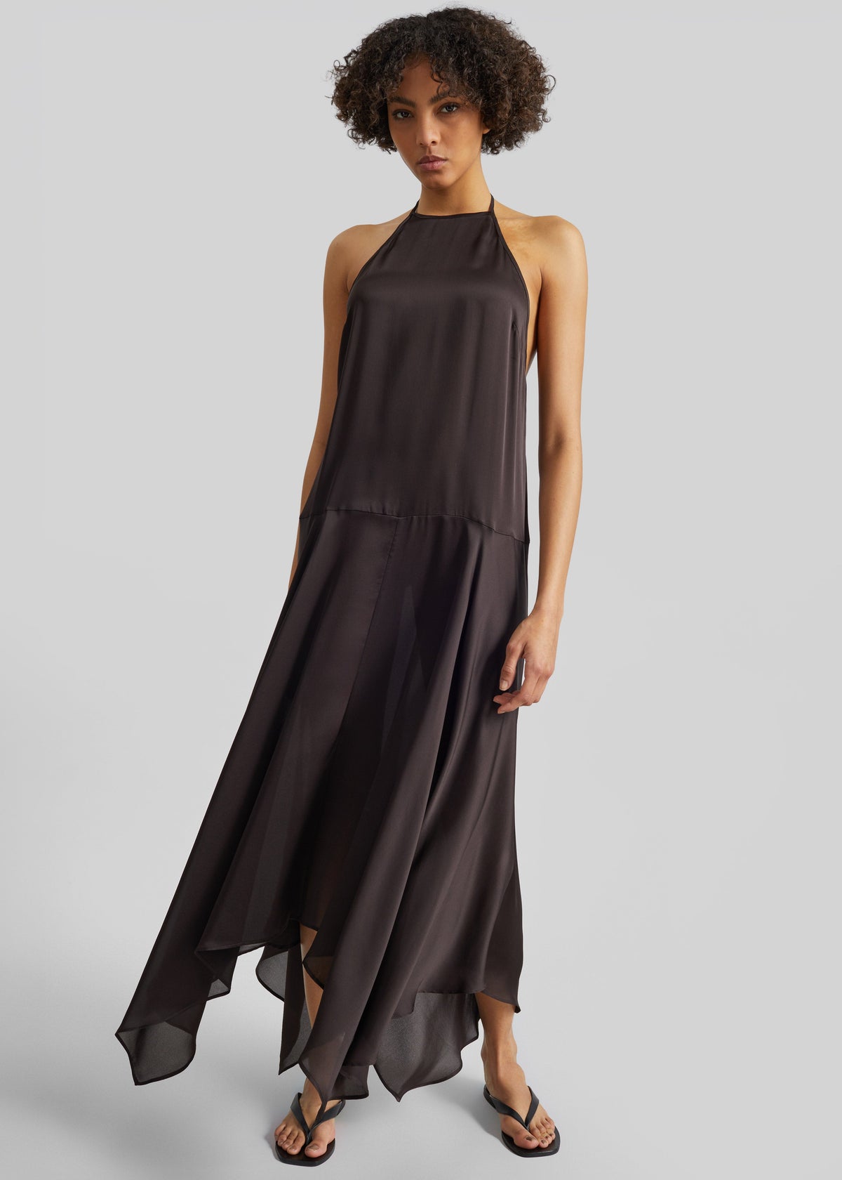 St. Agni Silk Handkerchief Halter Dress - Bark – view 1 of 9