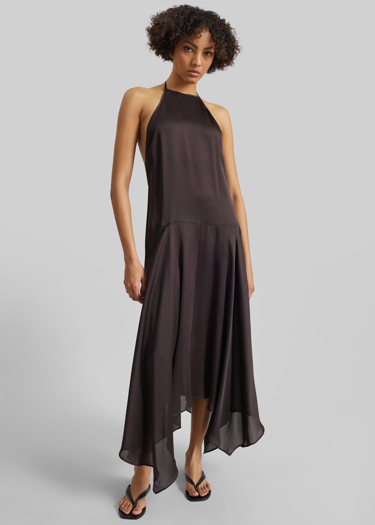 St. Agni Silk Handkerchief Halter Dress - Bark – view 2 of 9
