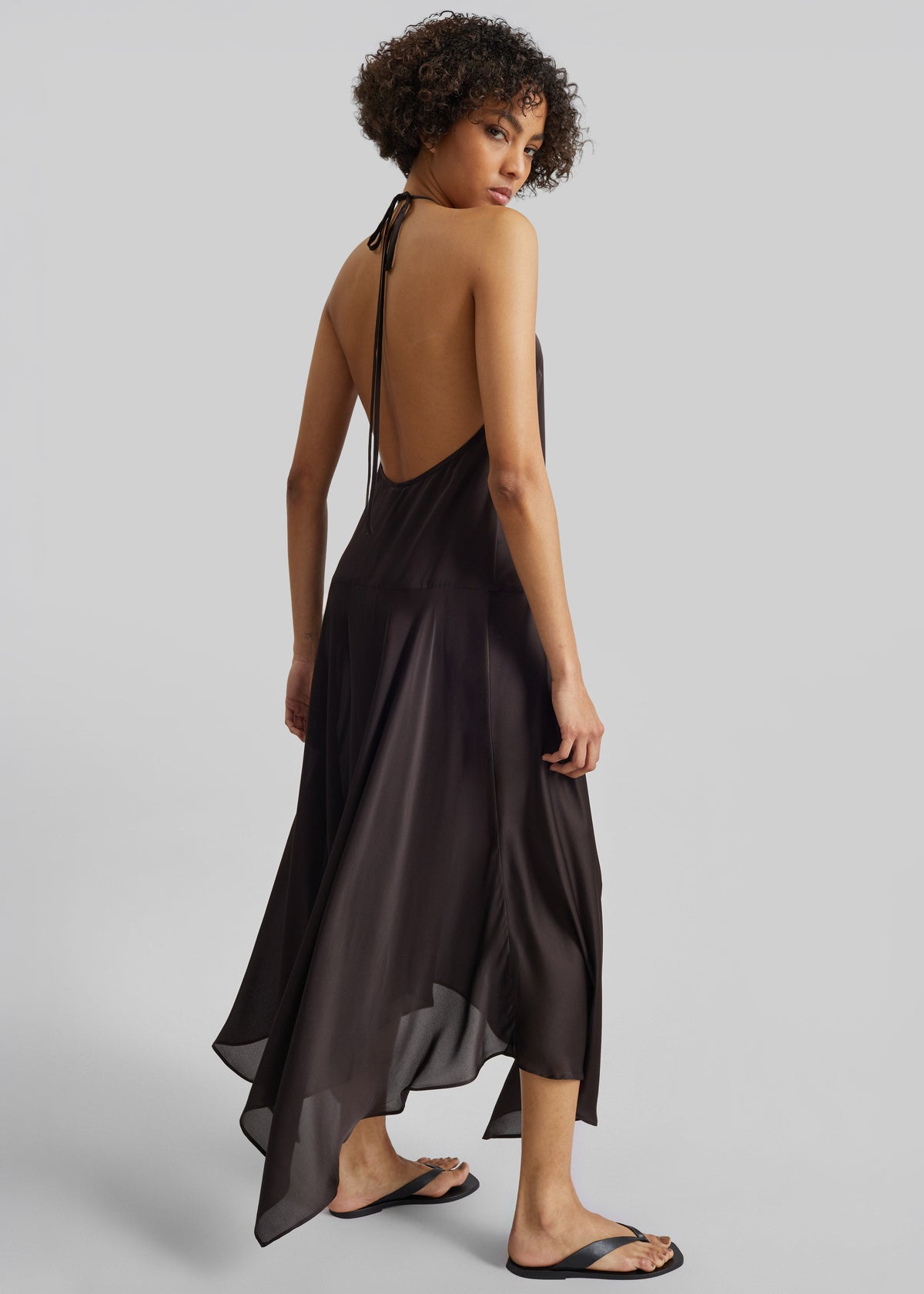 St. Agni Silk Handkerchief Halter Dress - Bark – view 9 of 9
