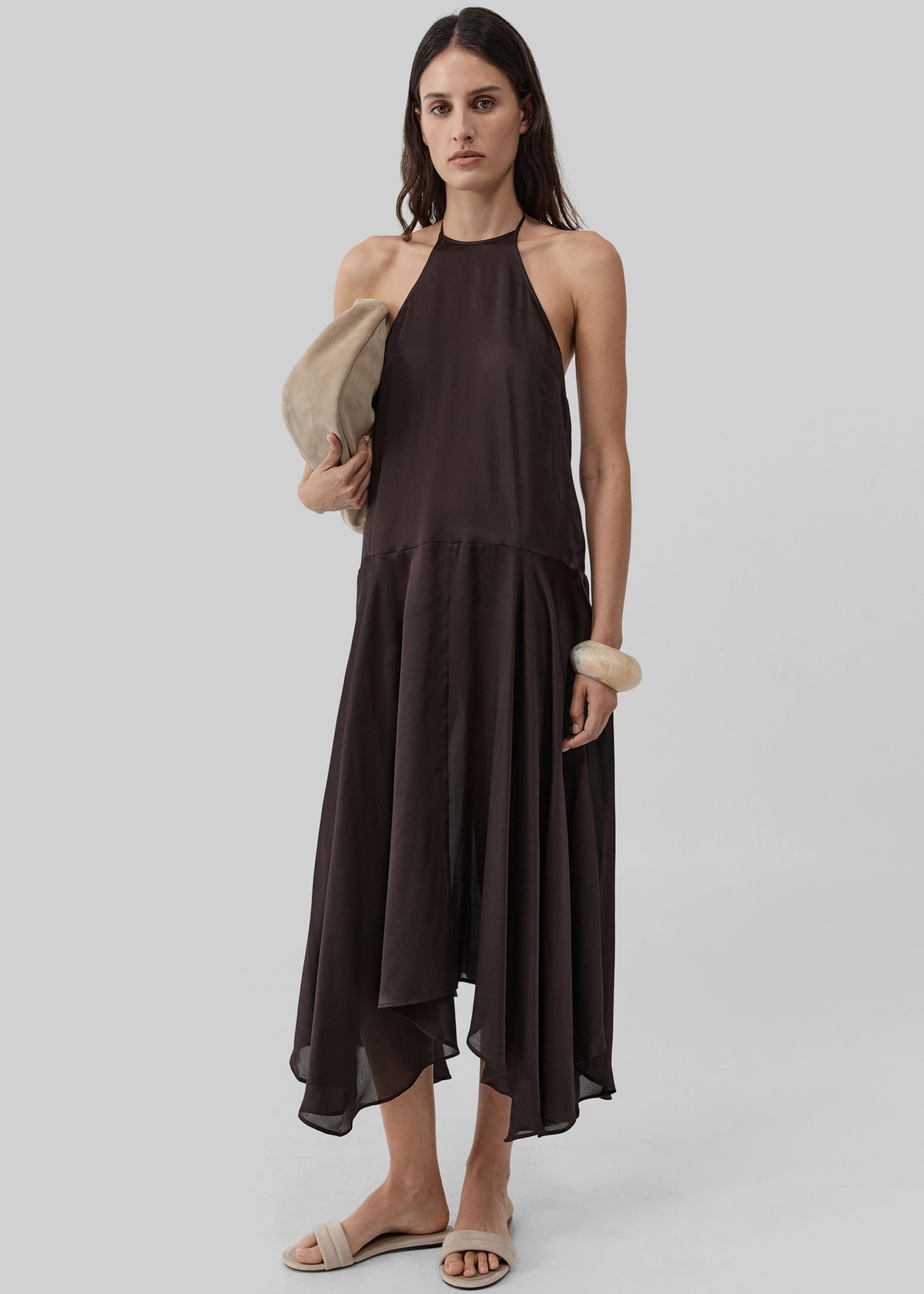 St. Agni Silk Handkerchief Halter Dress - Bark – view 4 of 9