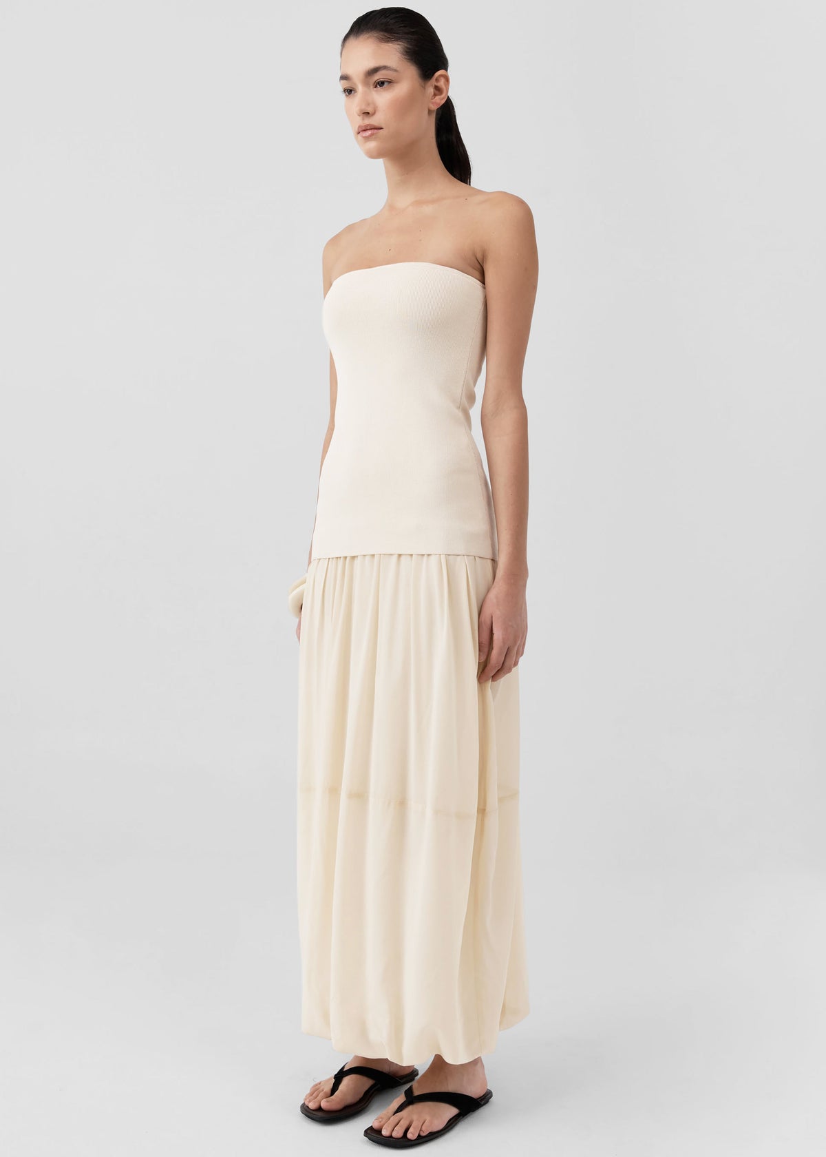 St. Agni Strapless Balloon Hem Dress - Porcelain – view 3 of 6