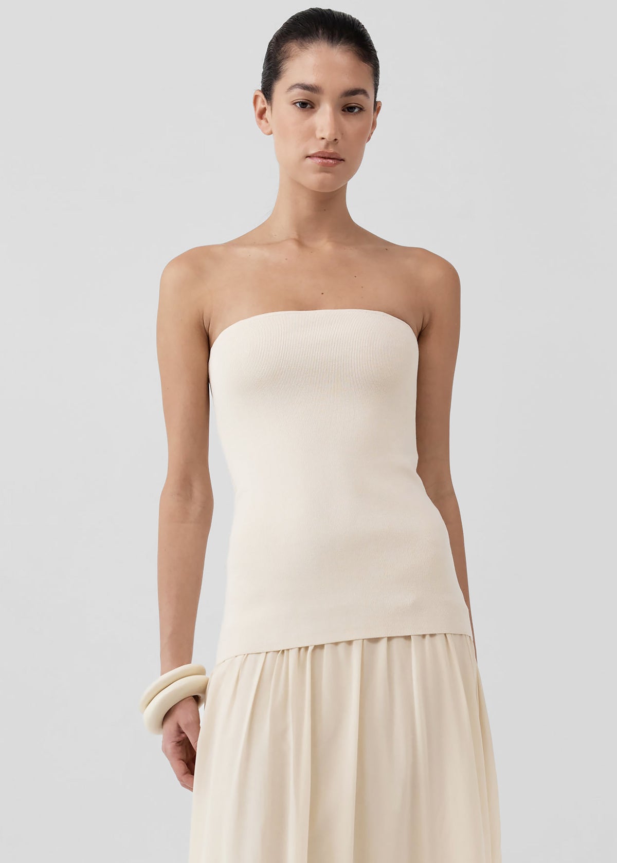 St. Agni Strapless Balloon Hem Dress - Porcelain – view 2 of 6