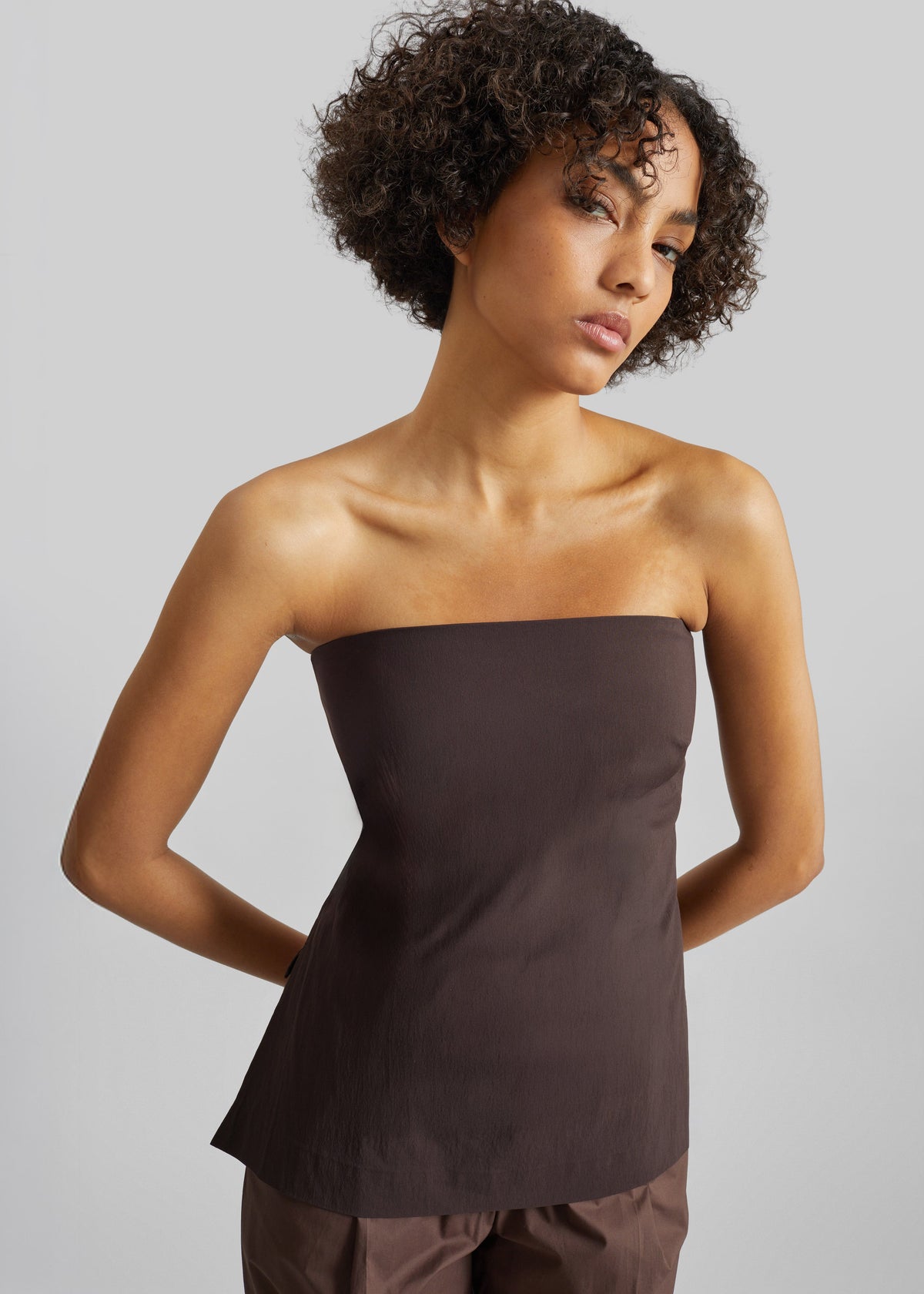 St. Agni Strapless Rouleau Tie Top - Bark – view 1 of 7