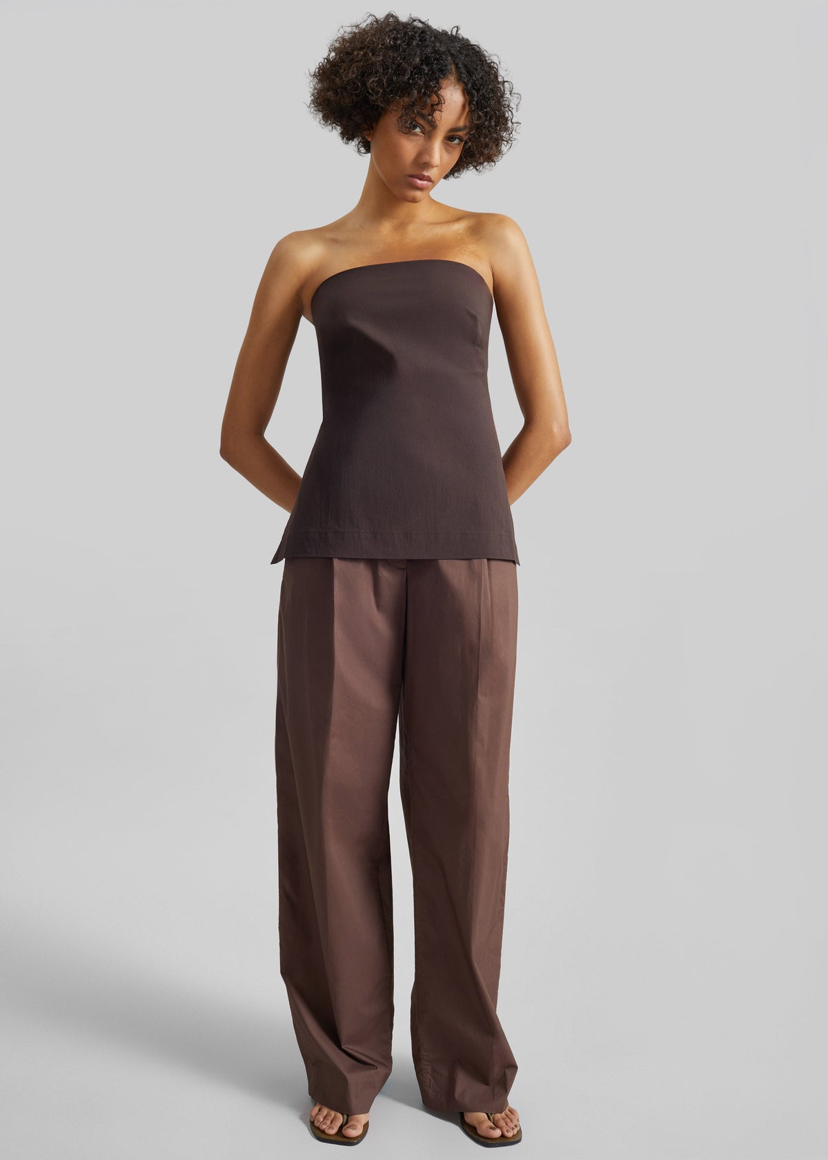 St. Agni Strapless Rouleau Tie Top - Bark – view 3 of 7