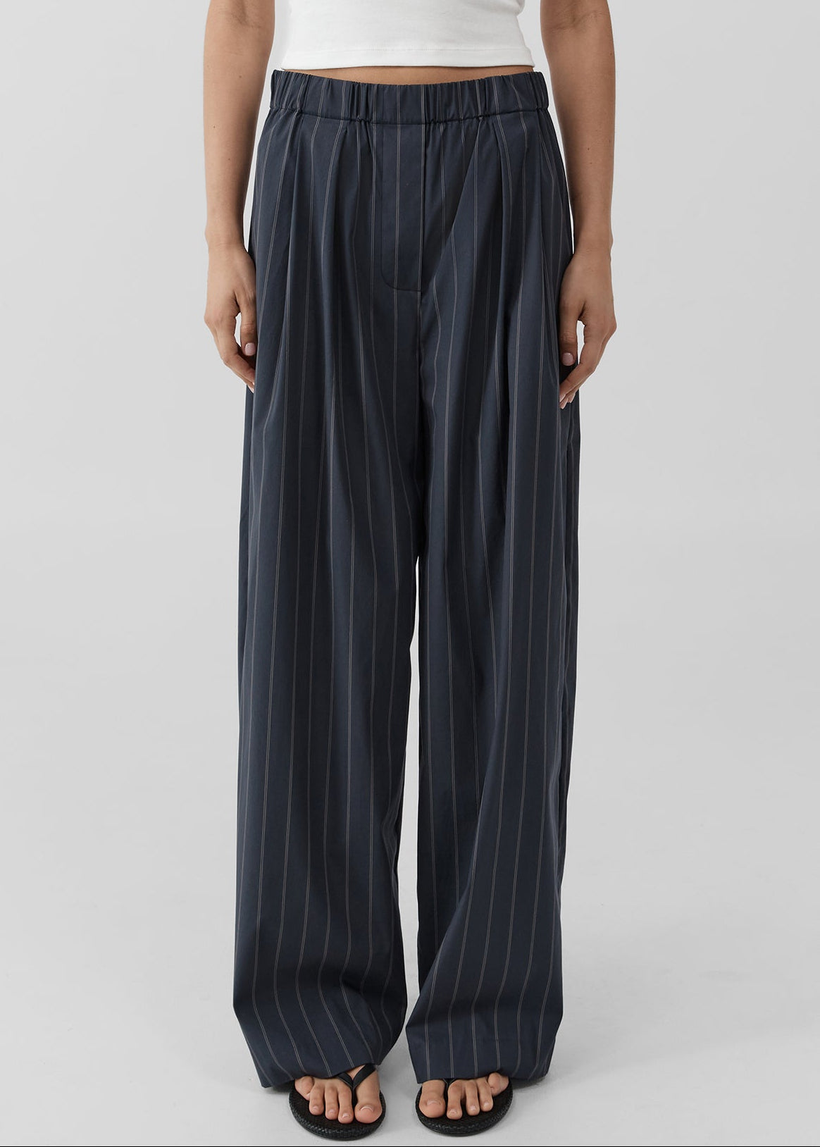 St. Agni Stripe Relaxed Pleat Pants - Ink Stripe – view 2 of 6