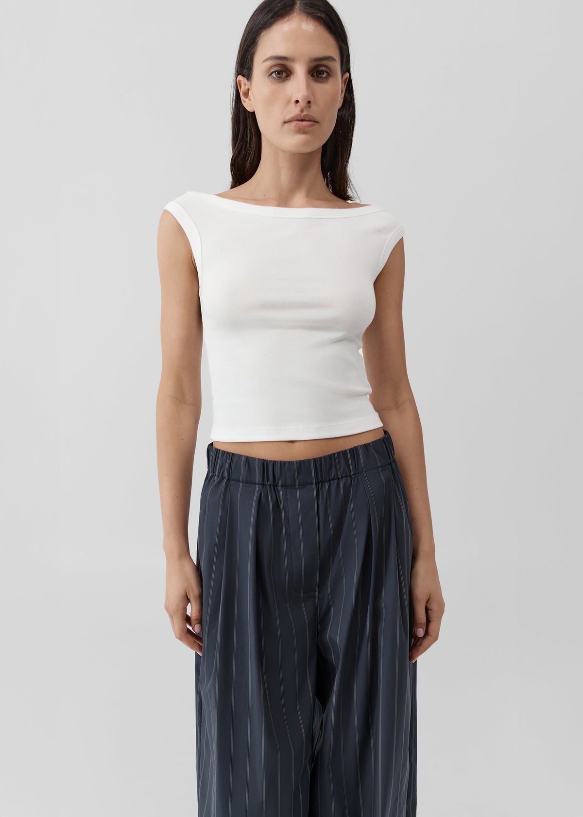 St. Agni Stripe Relaxed Pleat Pants - Ink Stripe – view 4 of 6
