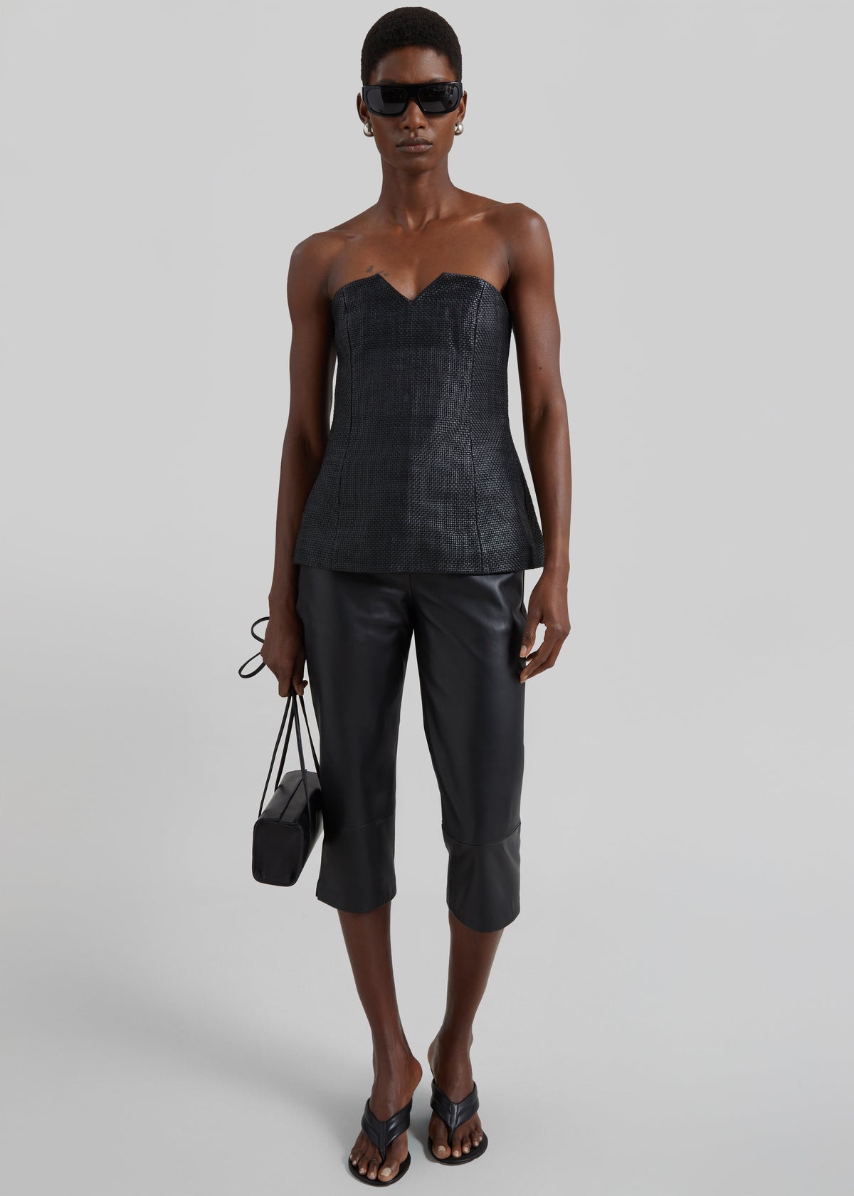 St. Agni Woven Leather Strapless Bodice - Black – view 3 of 7