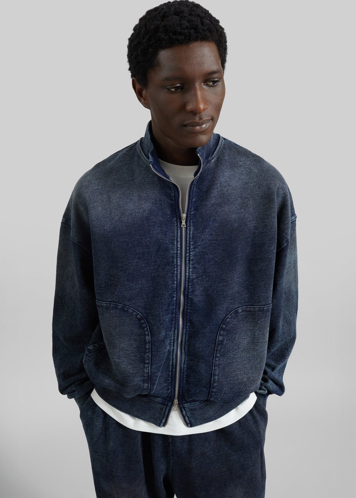 Stamford Zip-Up Jacket - Medium Wash – view 1 of 7