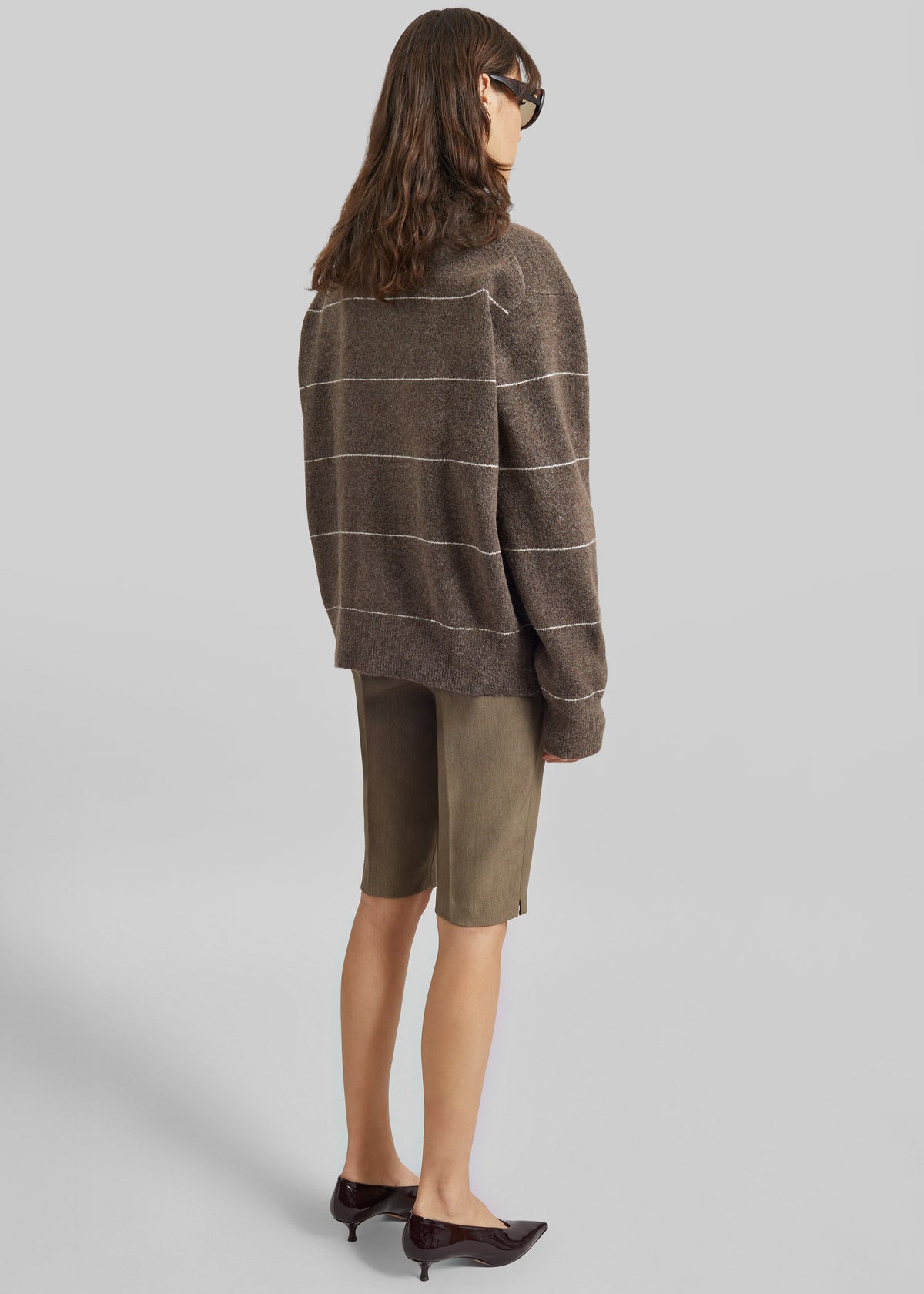 Stenvad Crewneck Cardigan - Brown/White Stripe – view 5 of 6