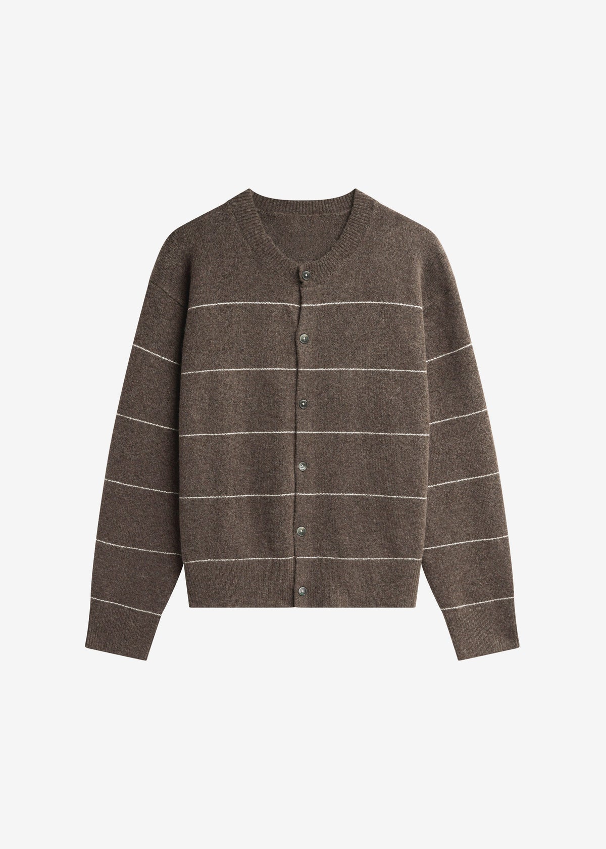Stenvad Crewneck Cardigan - Brown/White Stripe – view 6 of 6