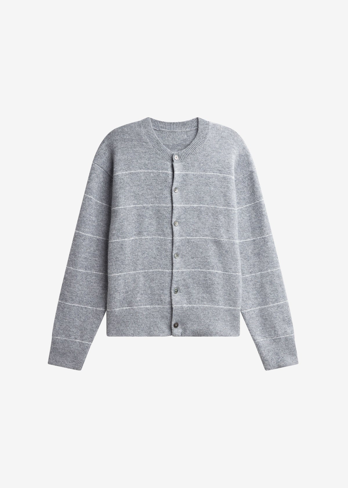 Stenvad Crewneck Cardigan - Grey/White Stripe – view 7 of 7