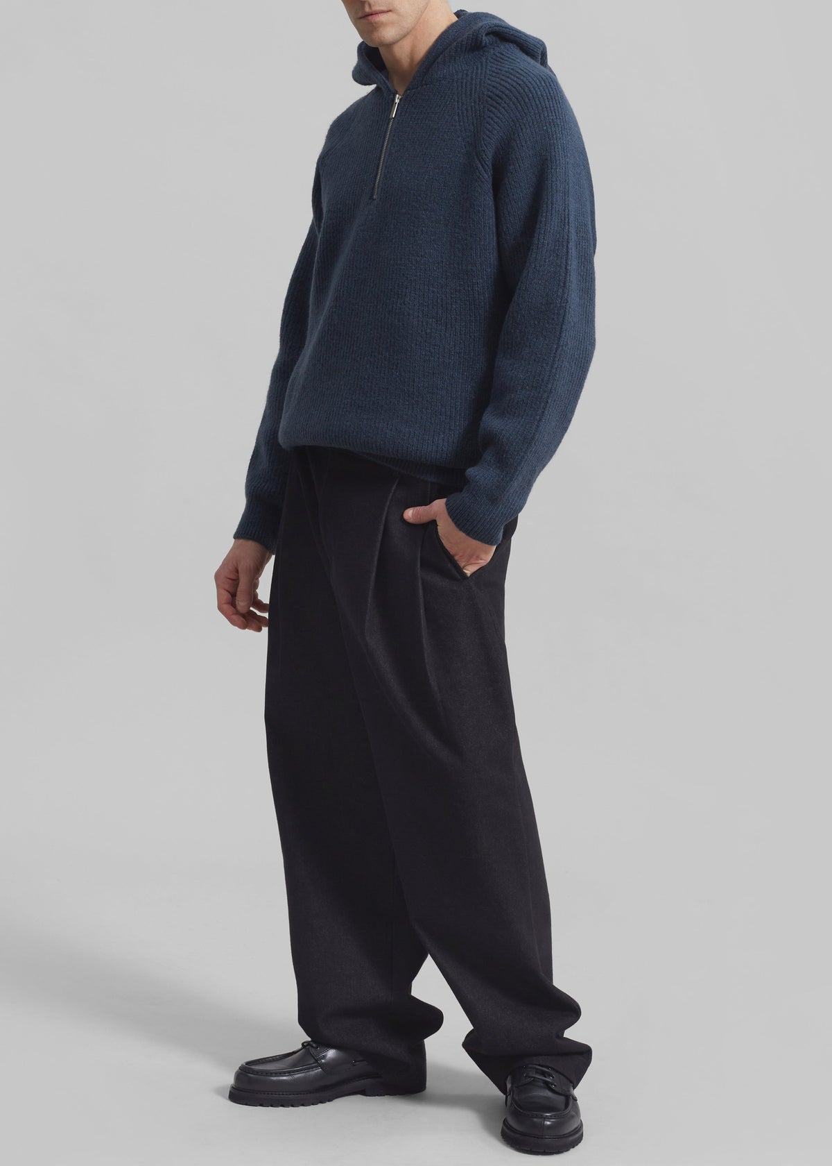 Stephen Pleated Denim Trousers - Black – view 5 of 8