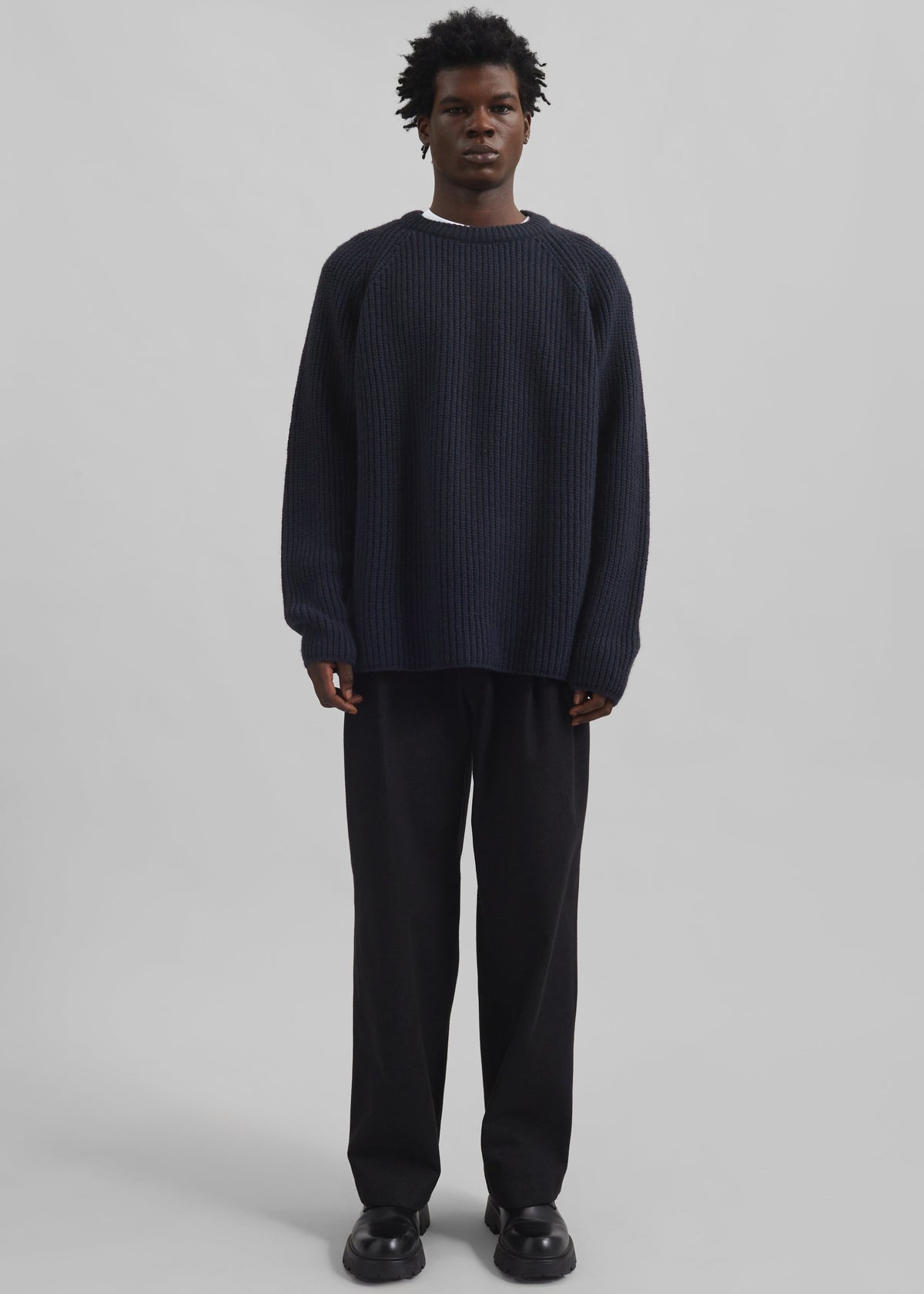 Stephen Pleated Denim Trousers - Black – view 1 of 8