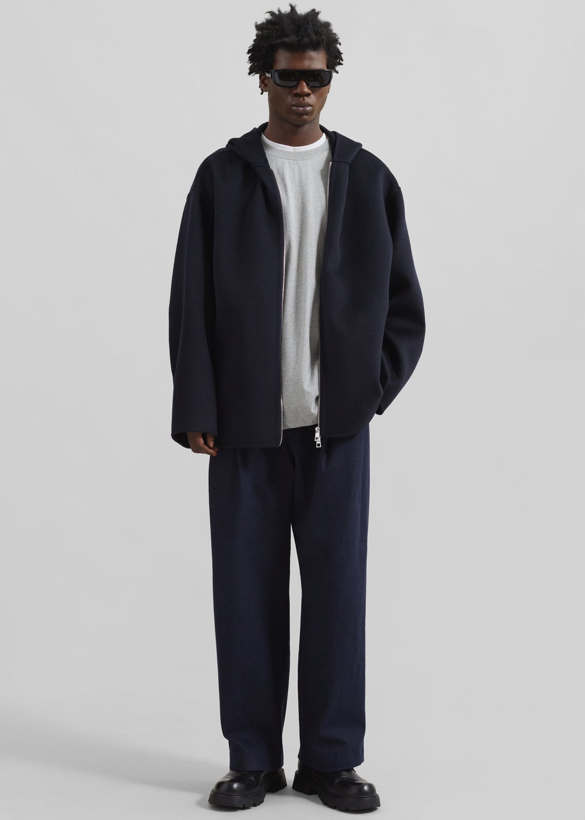 Stephen Pleated Denim Trousers - Navy – view 2 of 9