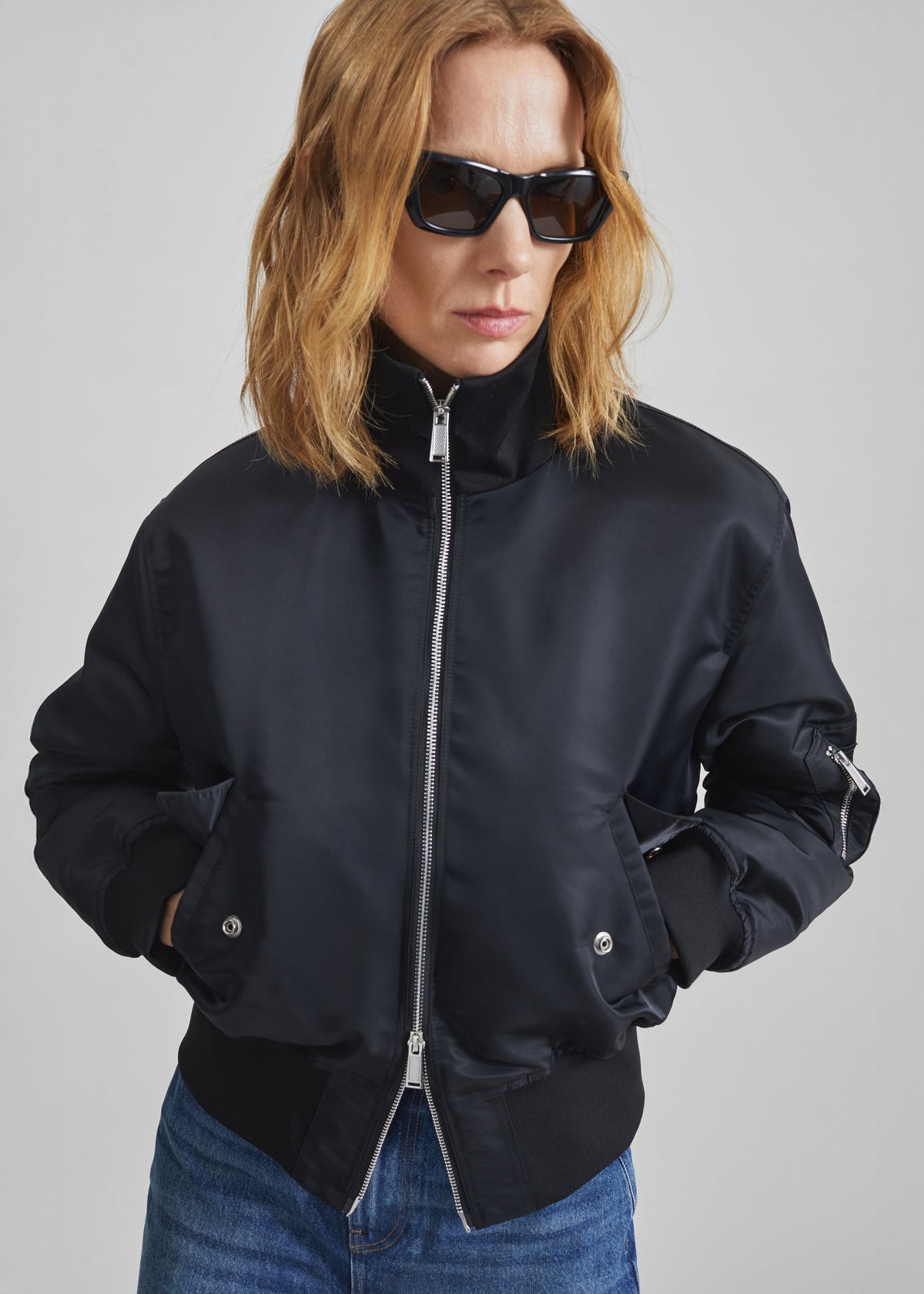 Storm Cropped Bomber Jacket - Black – view 5 of 9