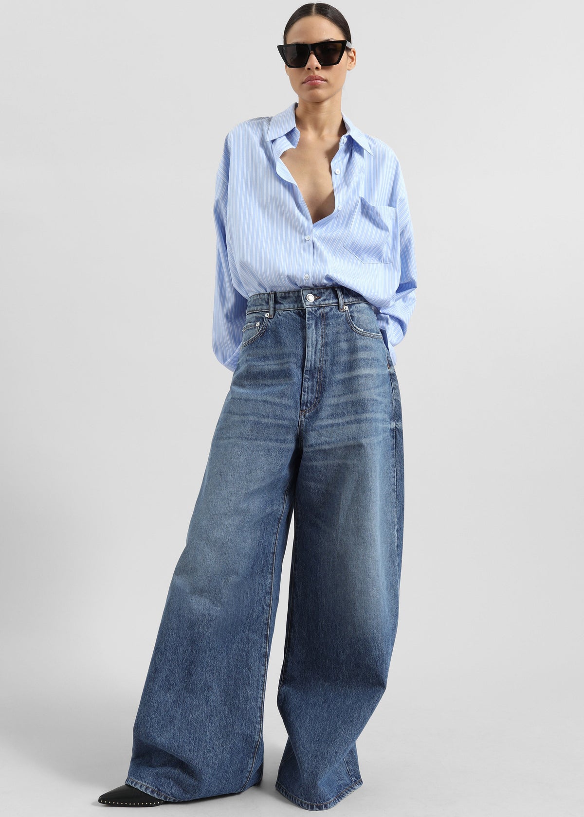Sukma Striped Oversized Shirt - Blue – view 6 of 8