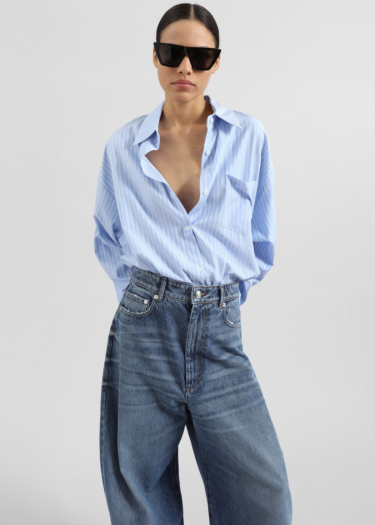Sukma Striped Oversized Shirt - Blue – view 1 of 8