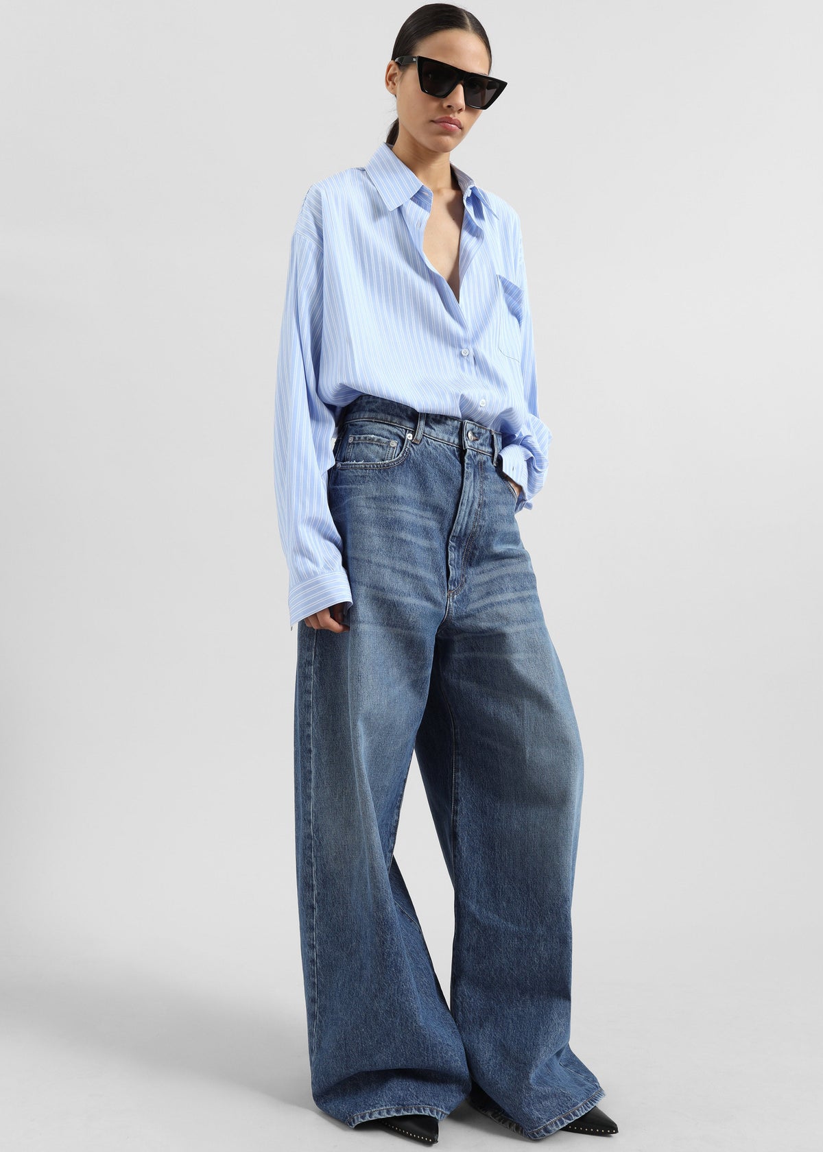 Sukma Striped Oversized Shirt - Blue – view 4 of 8