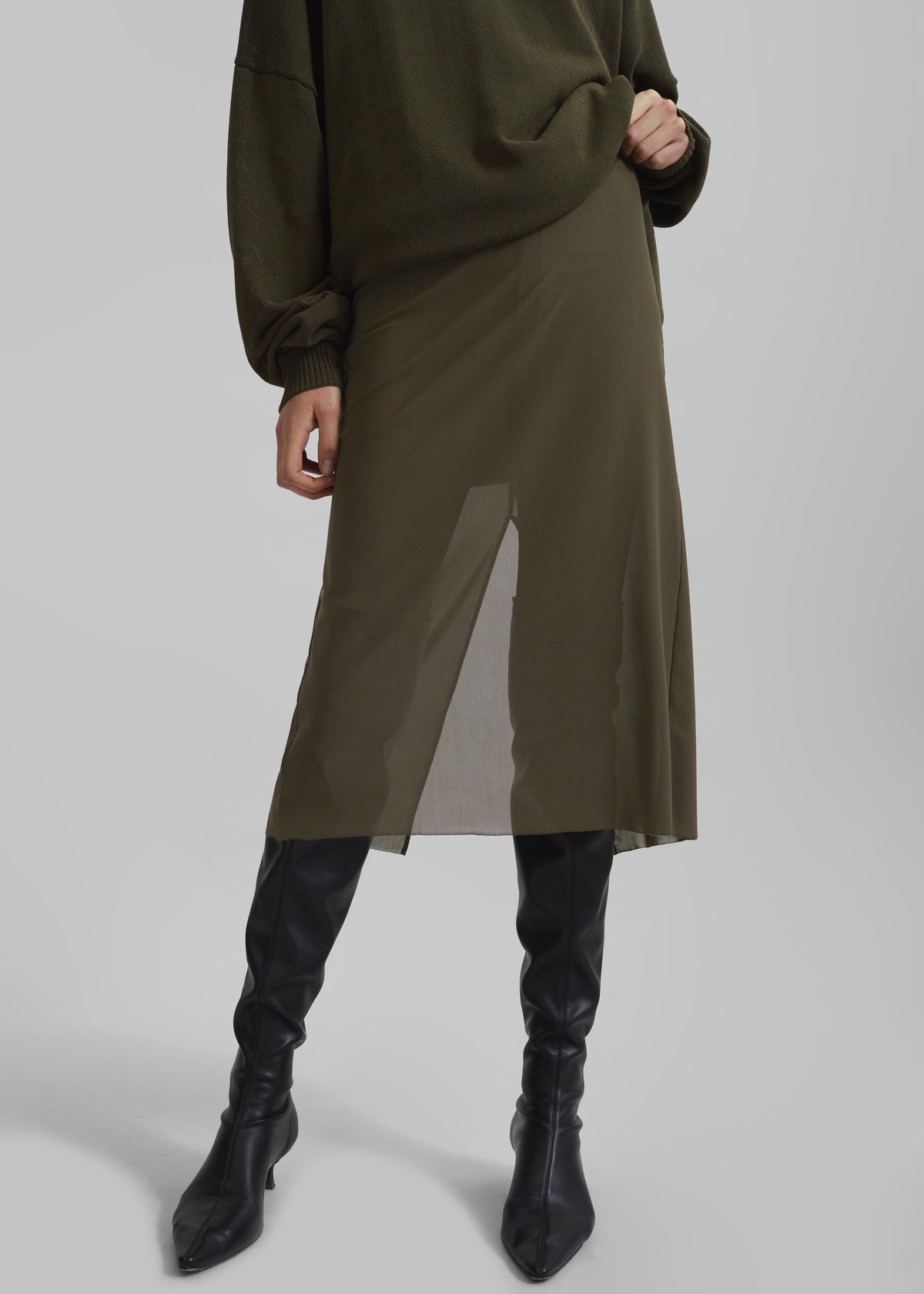 Suva Sheer Skirt - Khaki – view 4 of 9