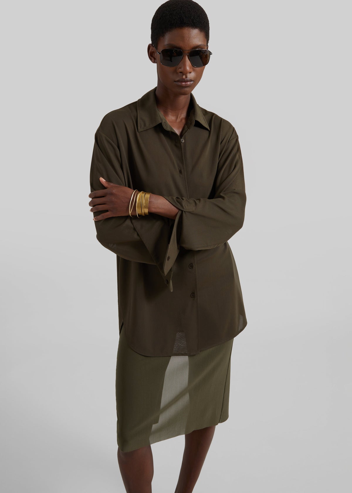 Suva Sheer Skirt - Khaki – view 2 of 9