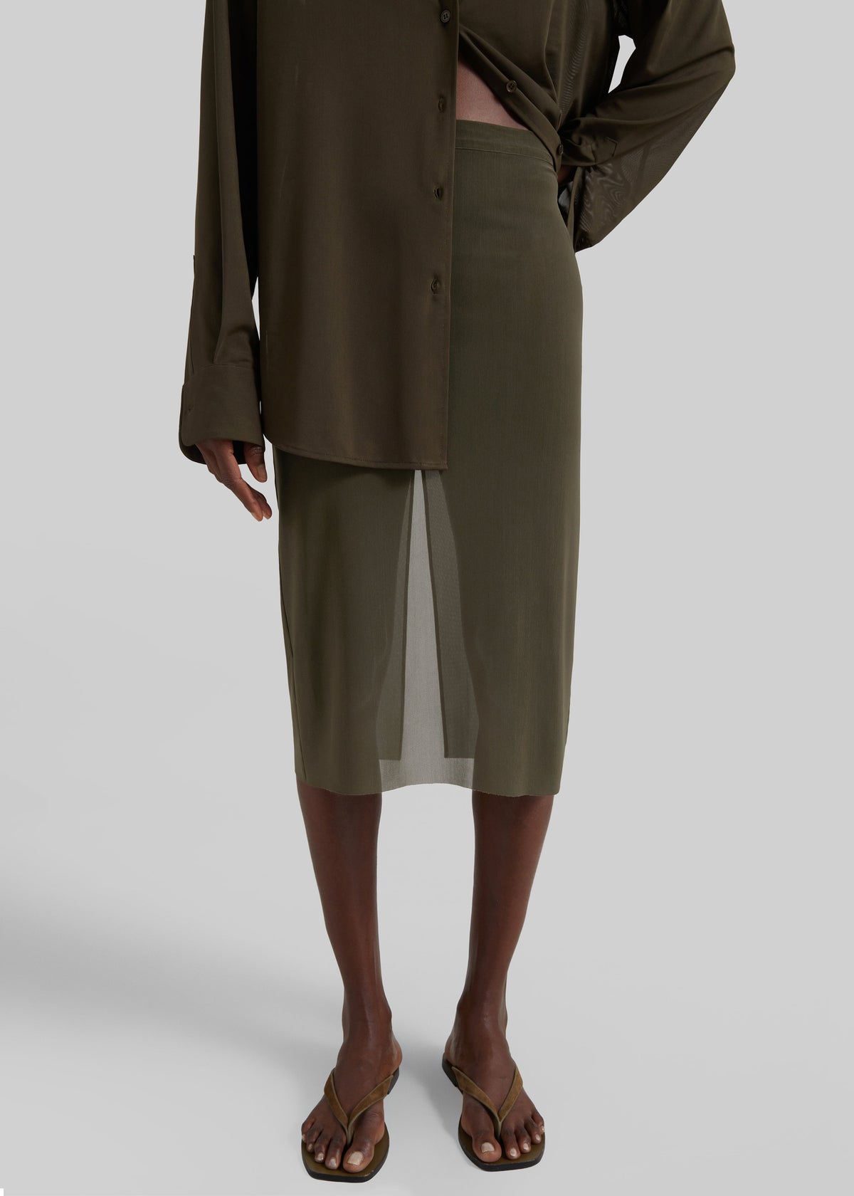 Suva Sheer Skirt - Khaki – view 1 of 9