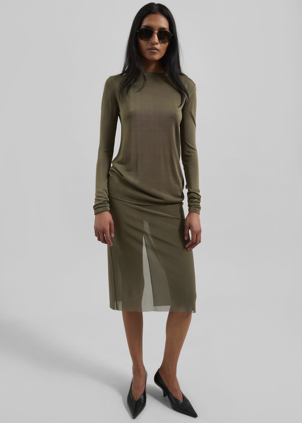 Suva Sheer Skirt - Khaki – view 7 of 9