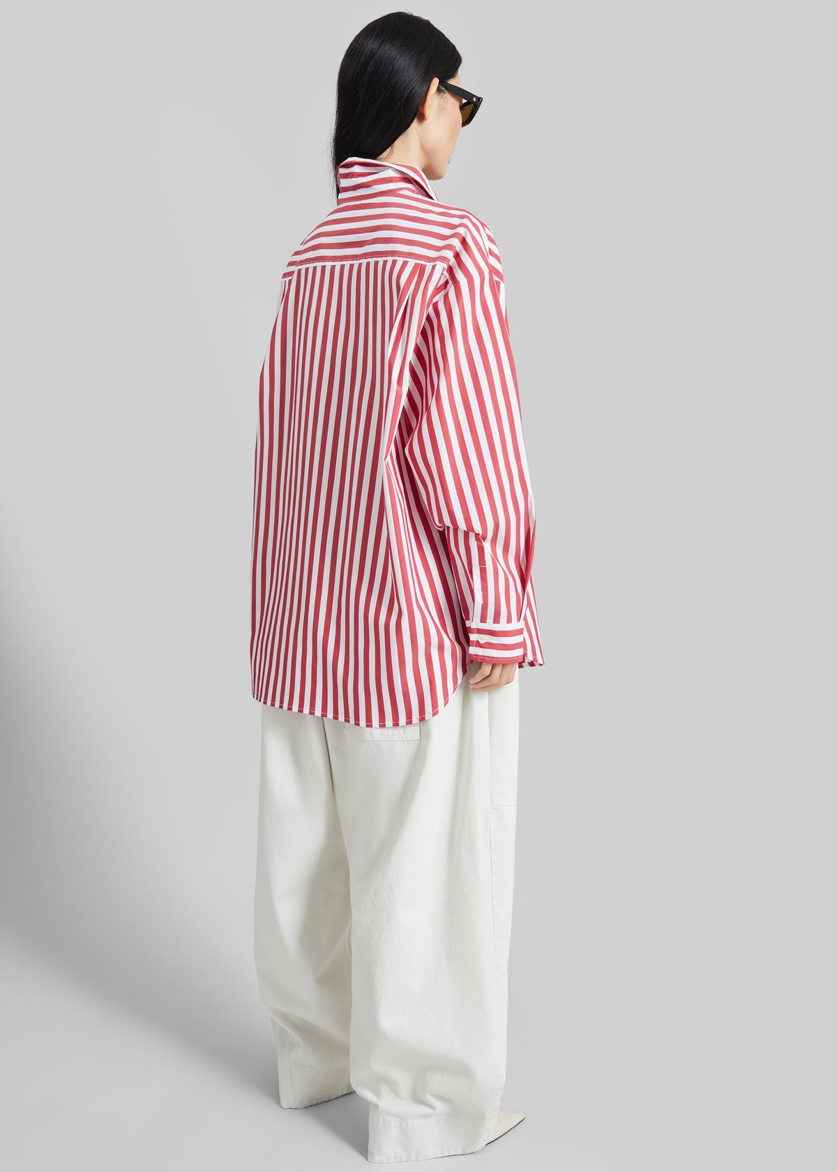 Sylvia Oxford Shirt - White/Red Stripe – view 8 of 9