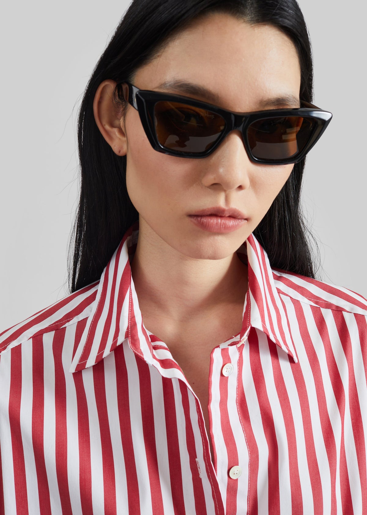 Sylvia Oxford Shirt - White/Red Stripe – view 4 of 9