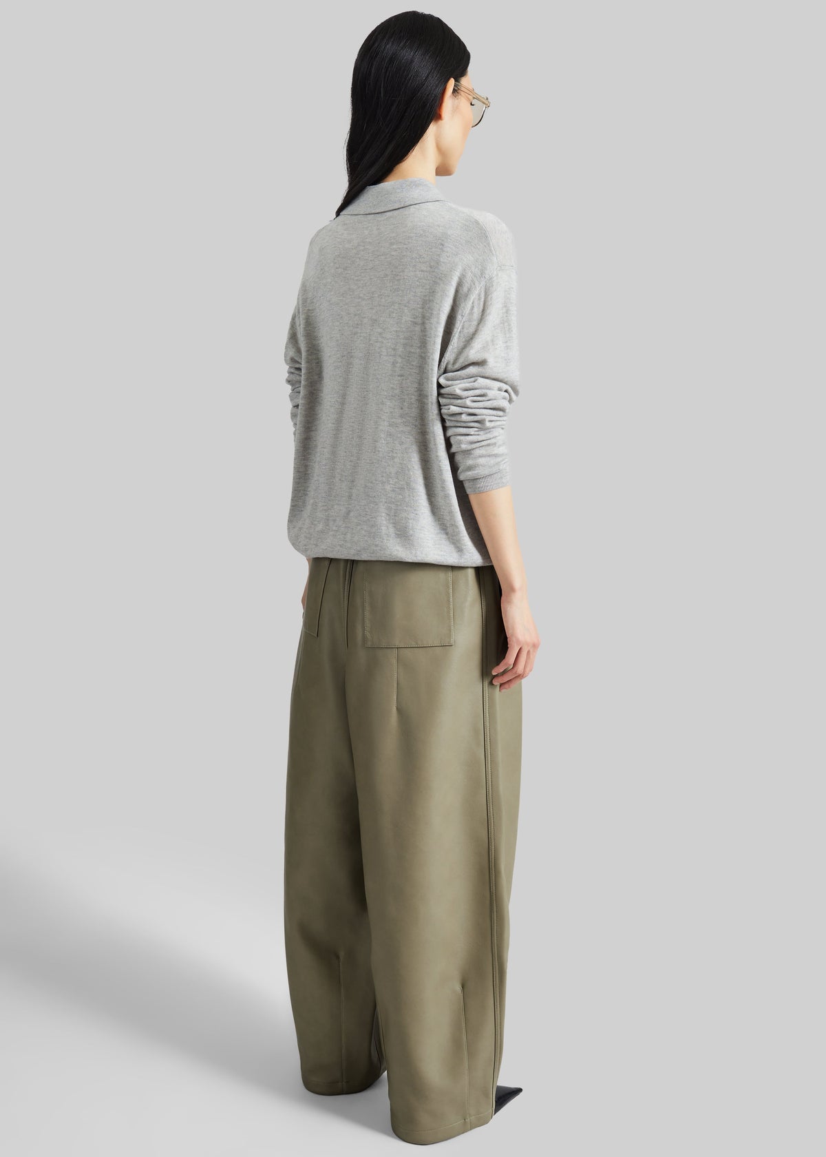 Tala Knit V-Neck Polo - Light Grey – view 7 of 8