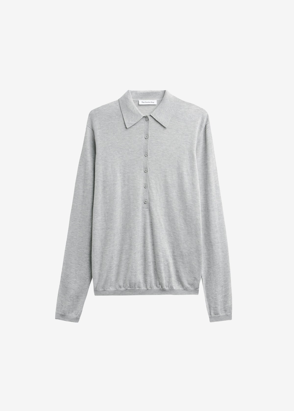 Tala Knit V-Neck Polo - Light Grey – view 8 of 8