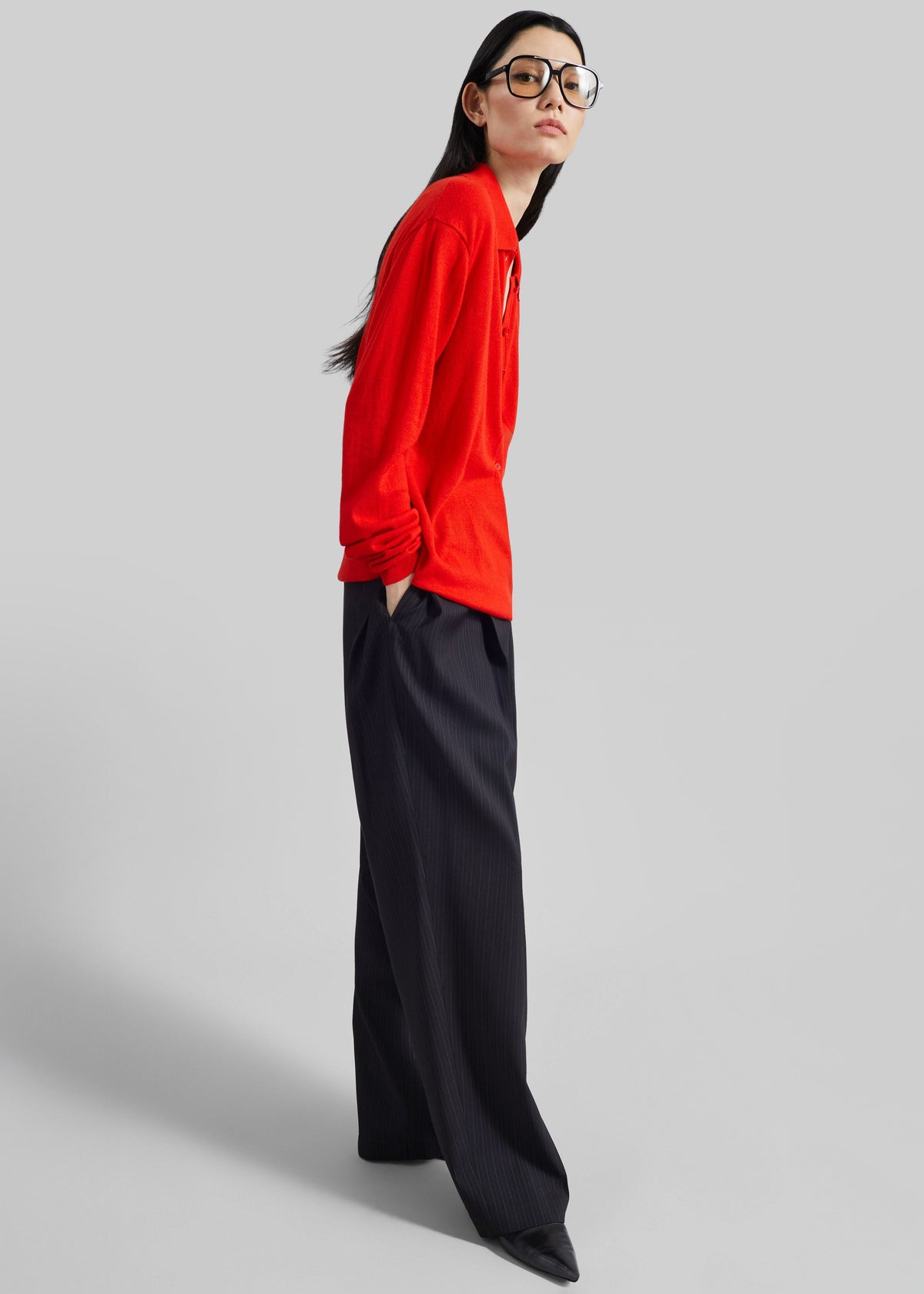 Tala Knit V-Neck Polo - Red – view 7 of 12