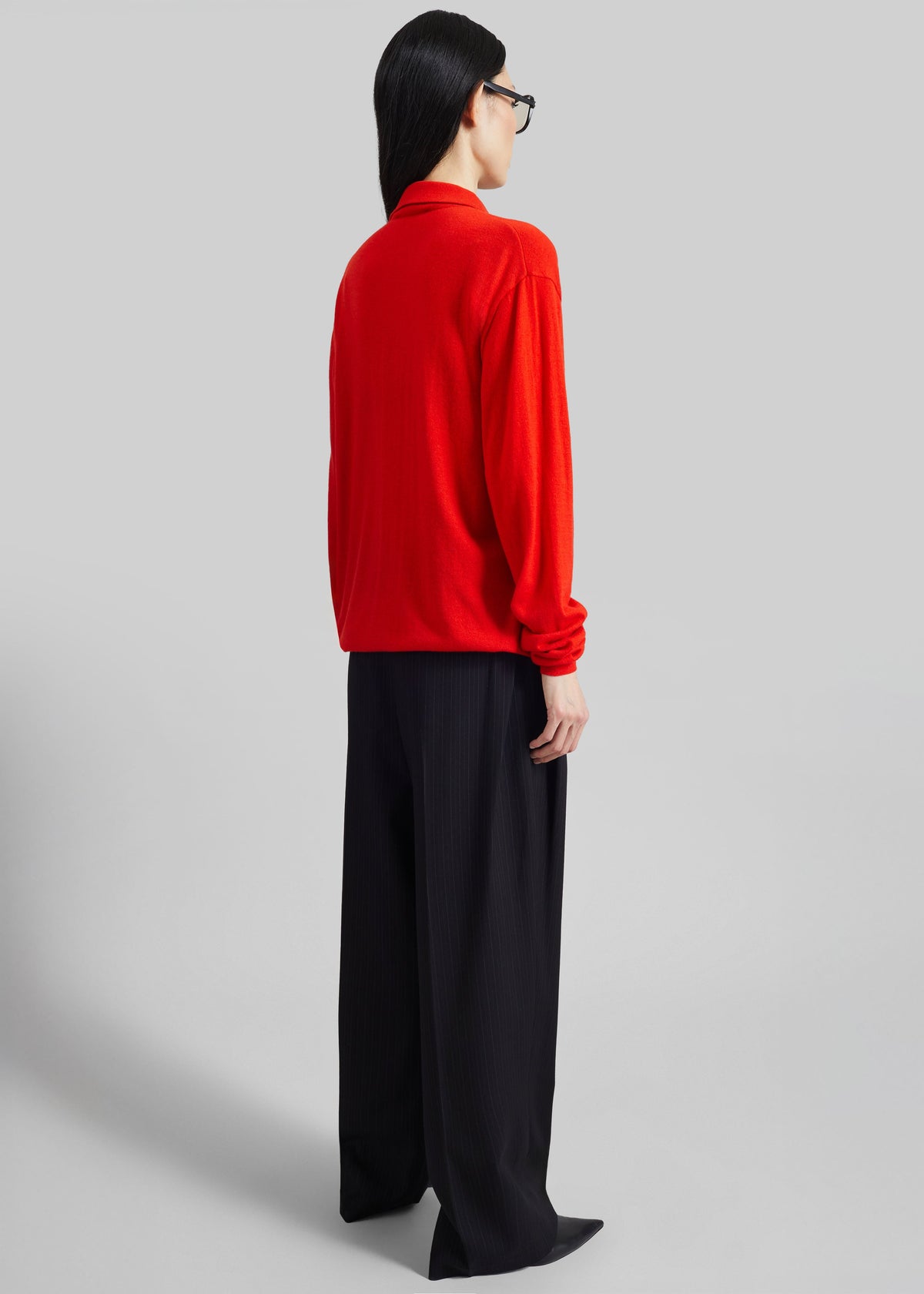 Tala Knit V-Neck Polo - Red – view 11 of 12