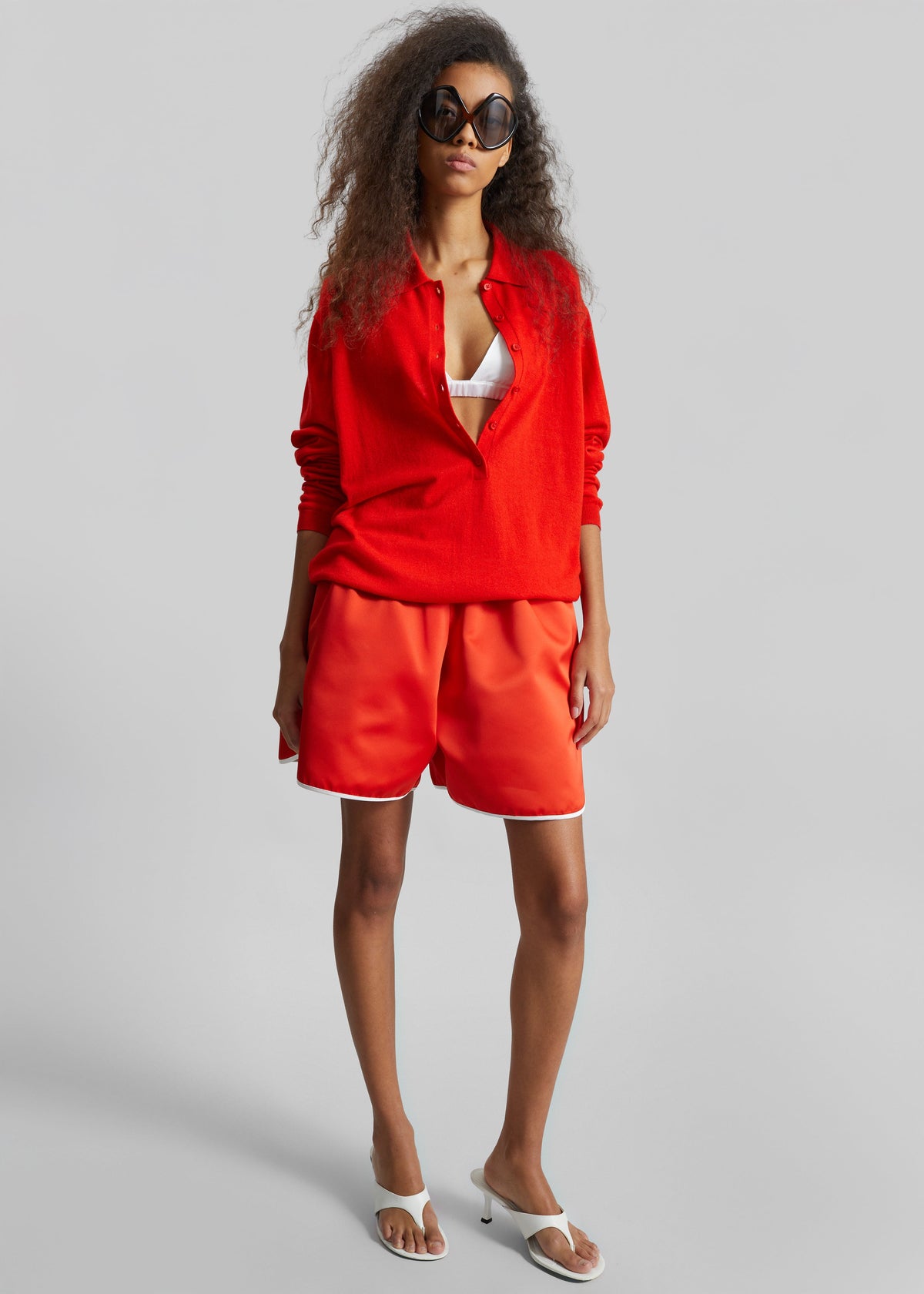 Tala Knit V-Neck Polo - Red – view 10 of 12