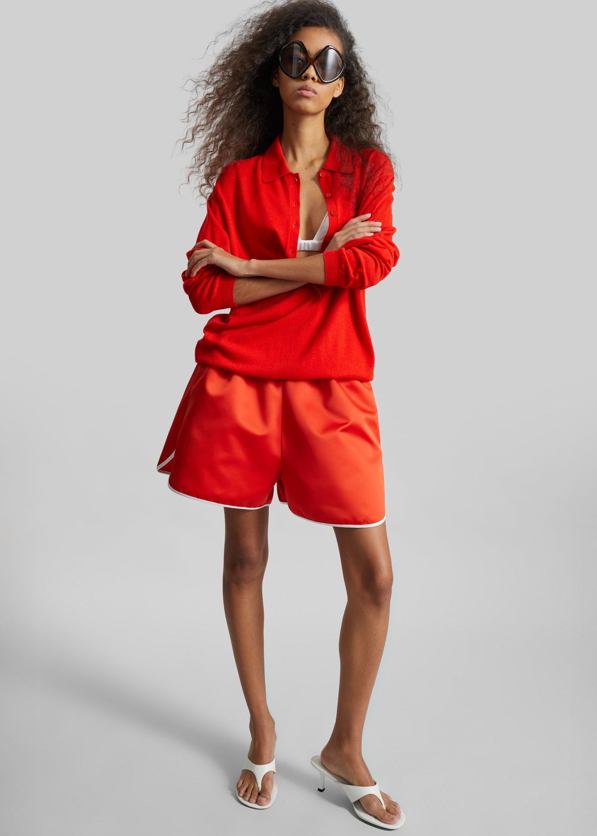 Tala Knit V-Neck Polo - Red – view 6 of 12