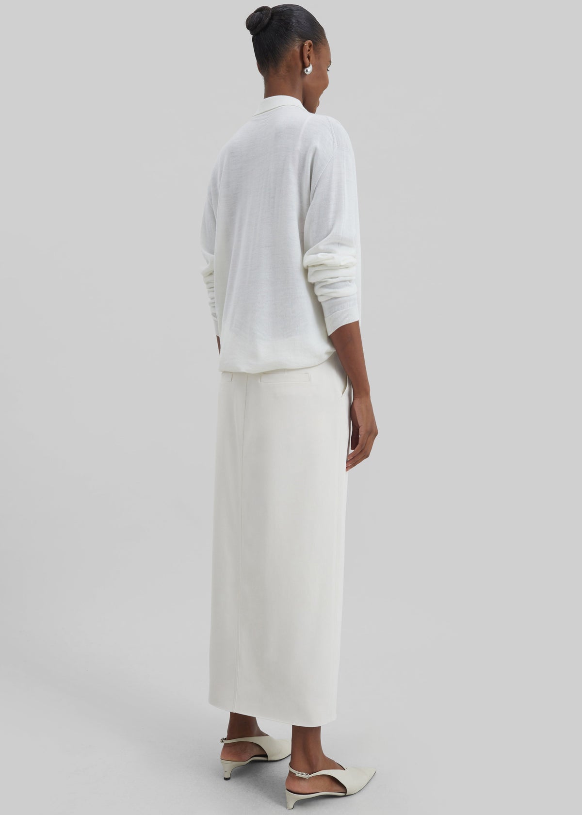 Tala Knit V-Neck Polo - White – view 9 of 10