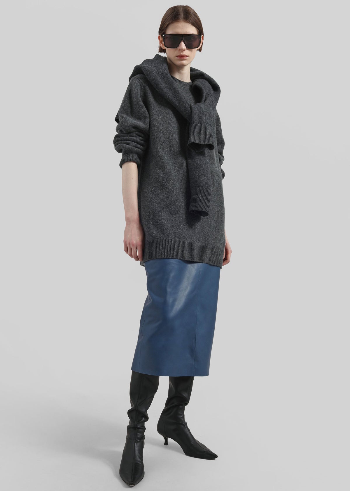 Taney Leather Midi Skirt - Cobalt – view 1 of 1