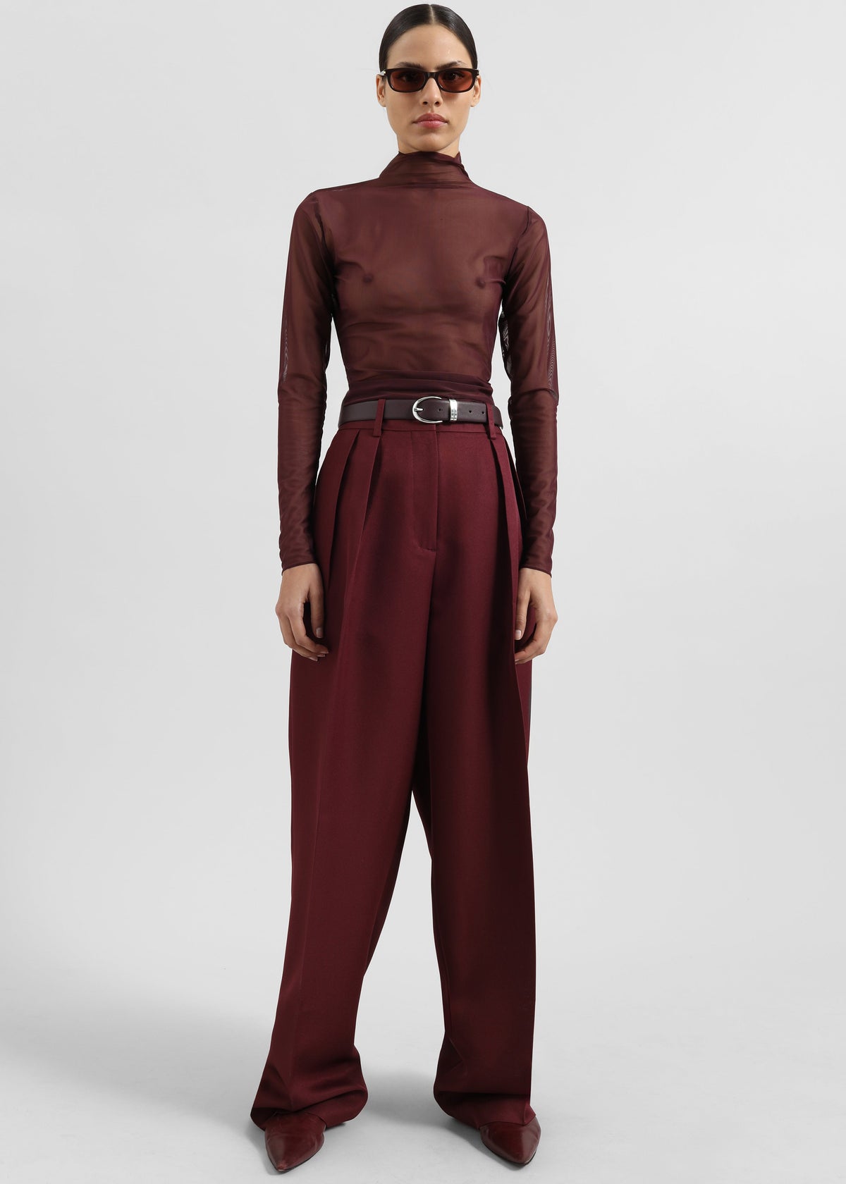 Tansy Pleated Trousers - Burgundy – view 7 of 14