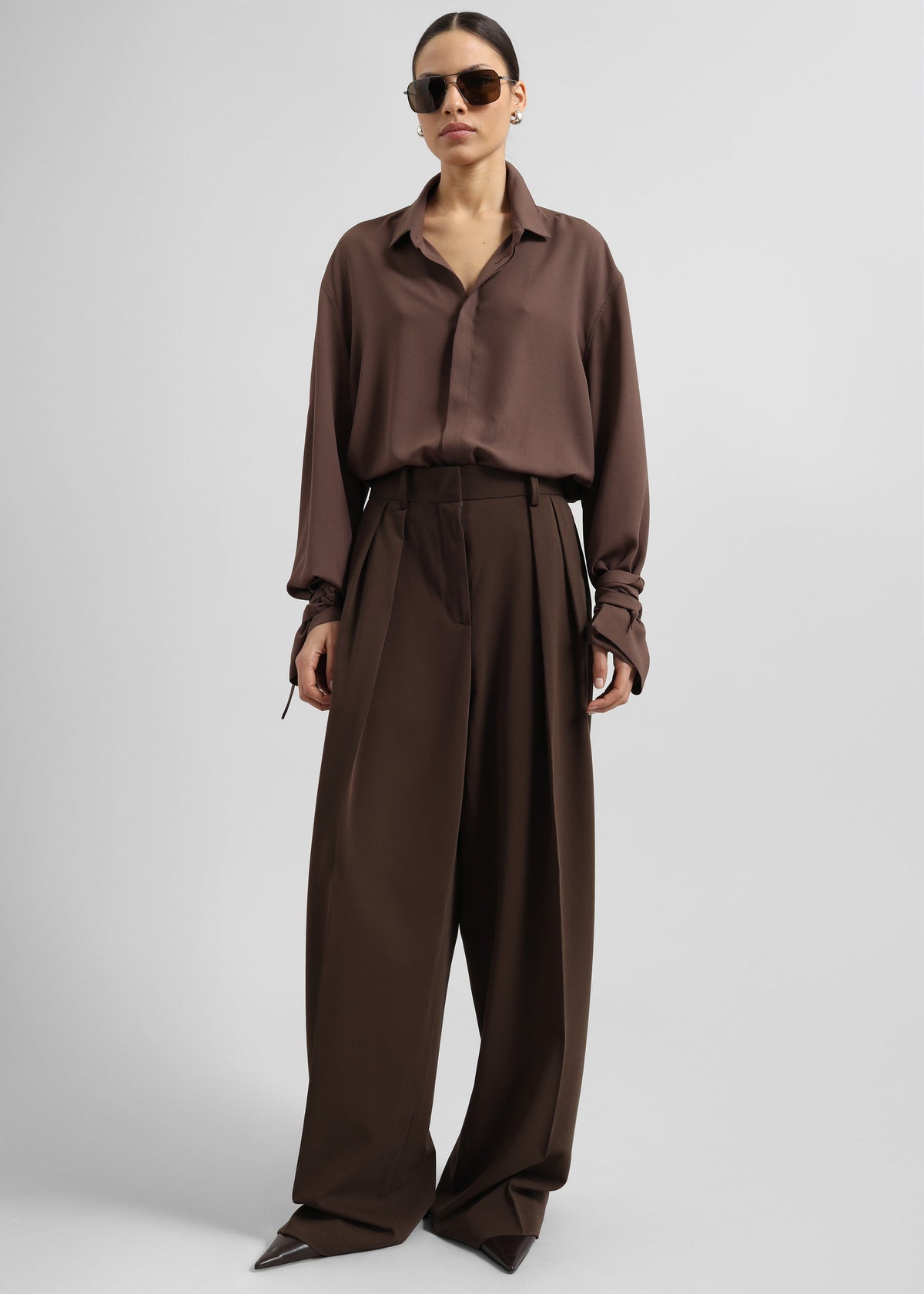 Tansy Pleated Trousers - Chocolate – view 1 of 13