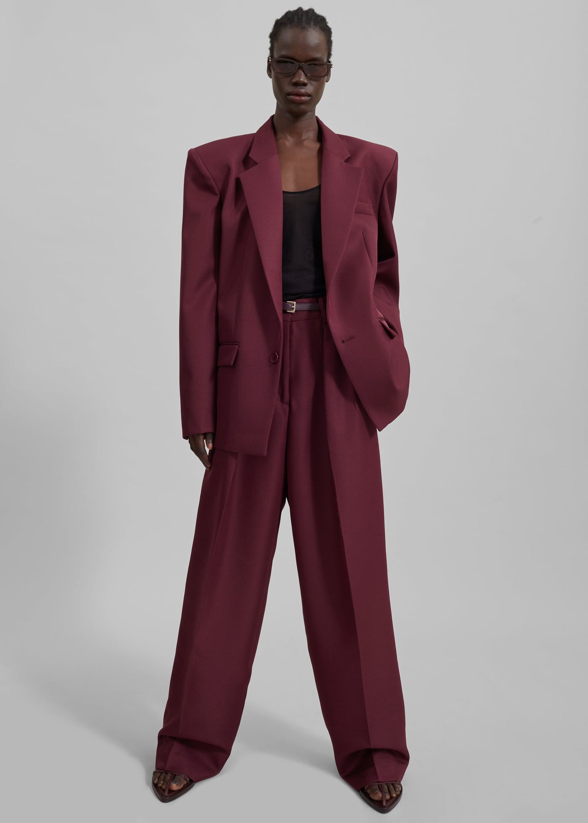 Tansy Pleated Trousers - Burgundy – view 4 of 14
