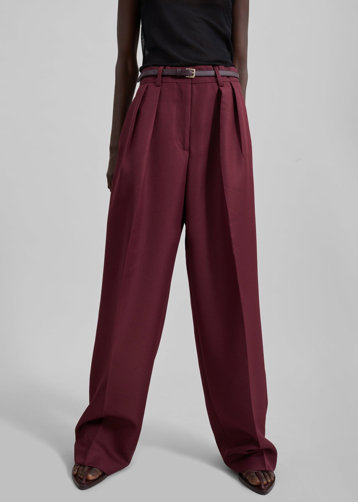 Tansy Pleated Trousers - Burgundy – view 2 of 14