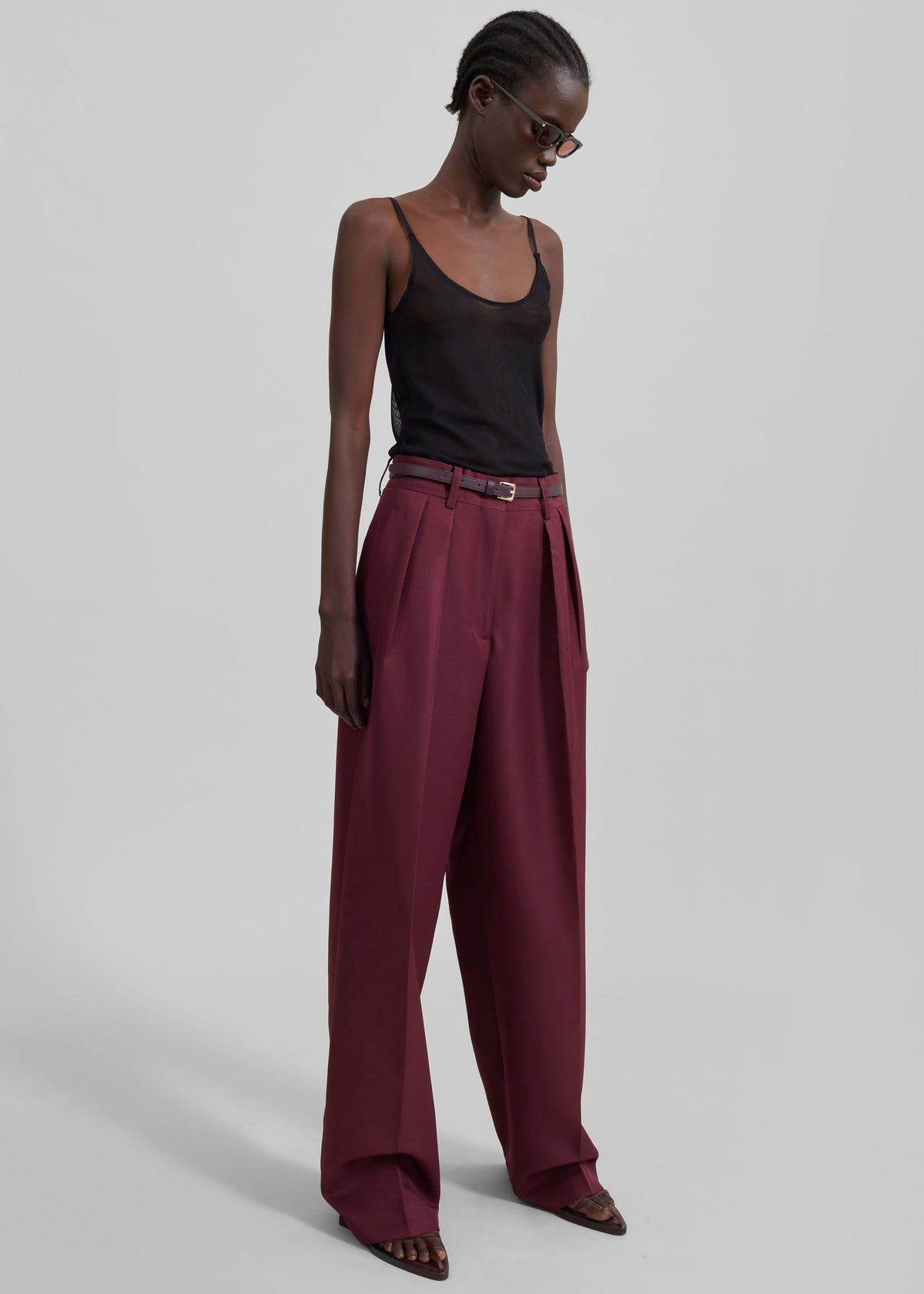 Tansy Pleated Trousers - Burgundy – view 9 of 14