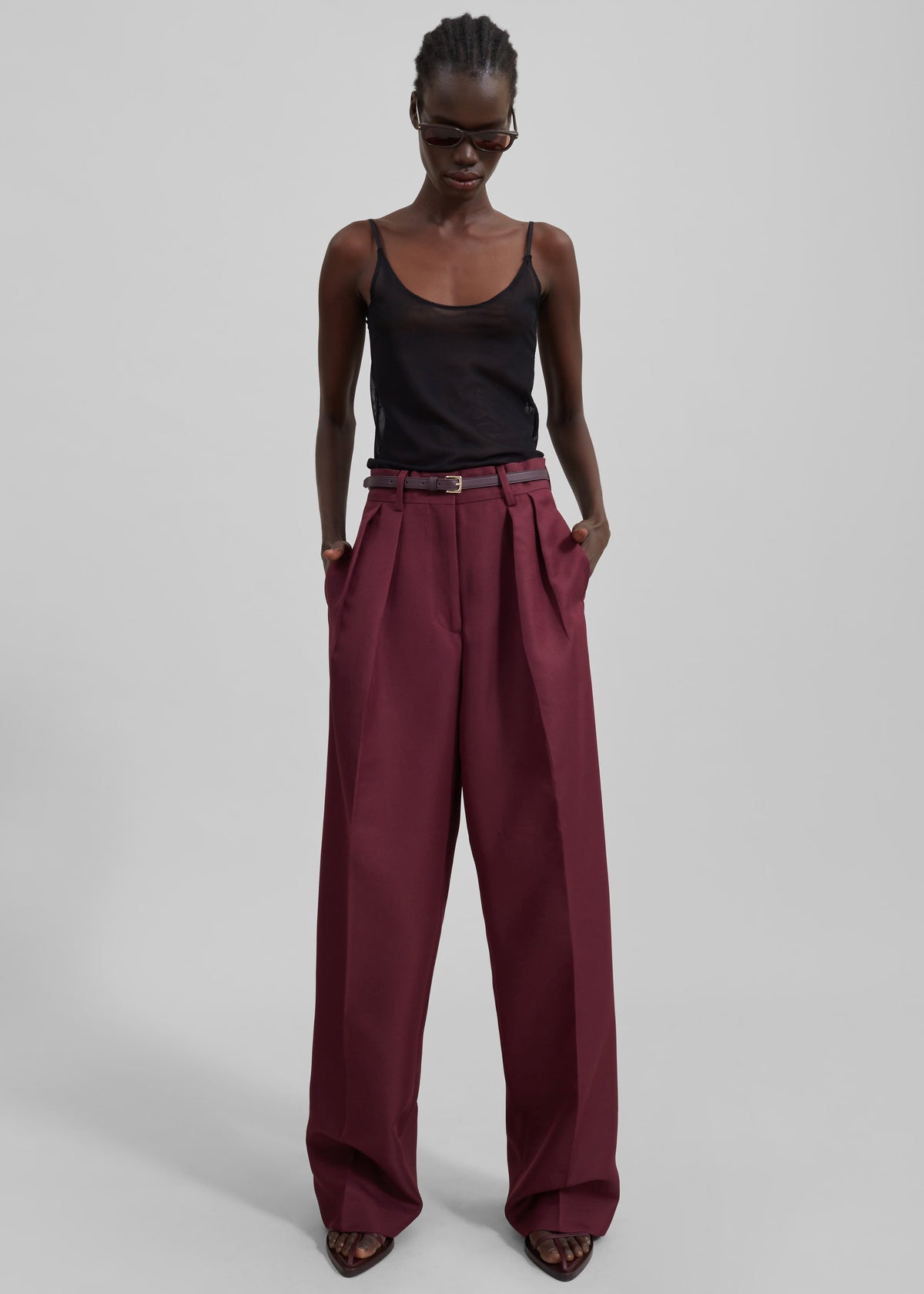 Tansy Pleated Trousers - Burgundy – view 11 of 14