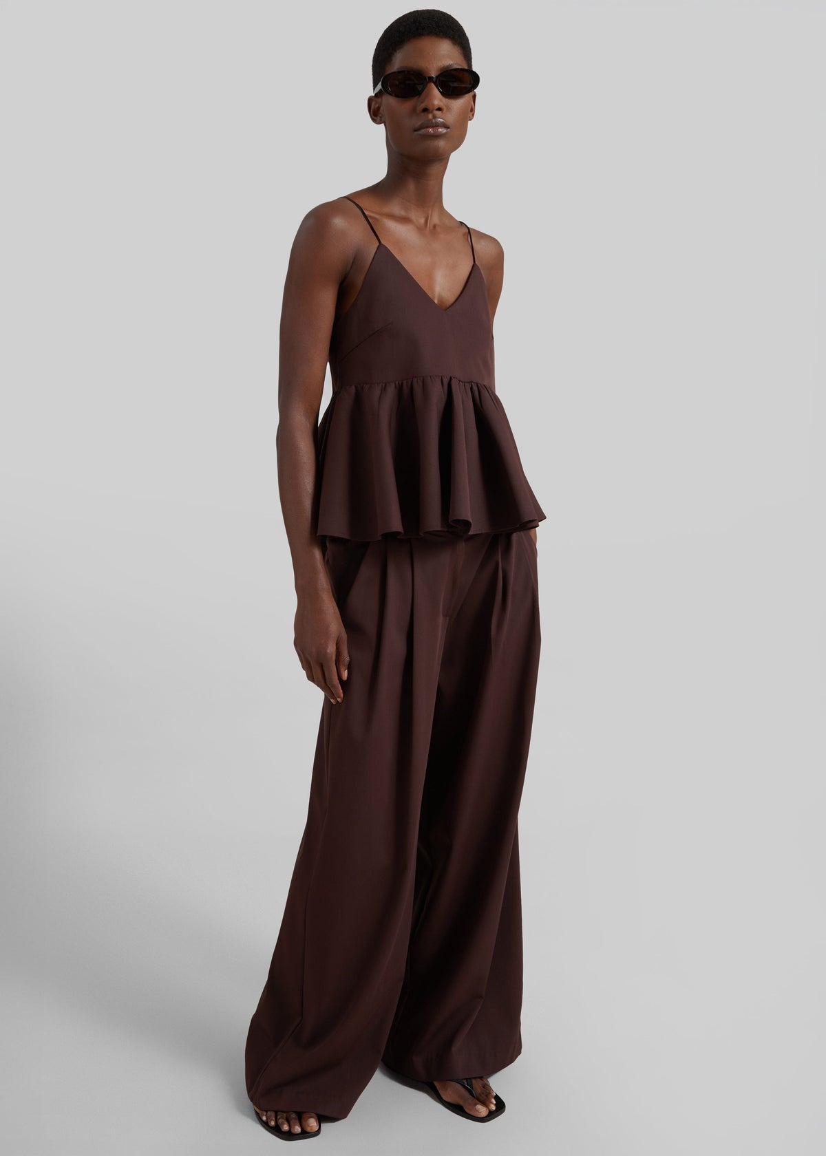 Taormina Peplum Top - Chocolate – view 6 of 10