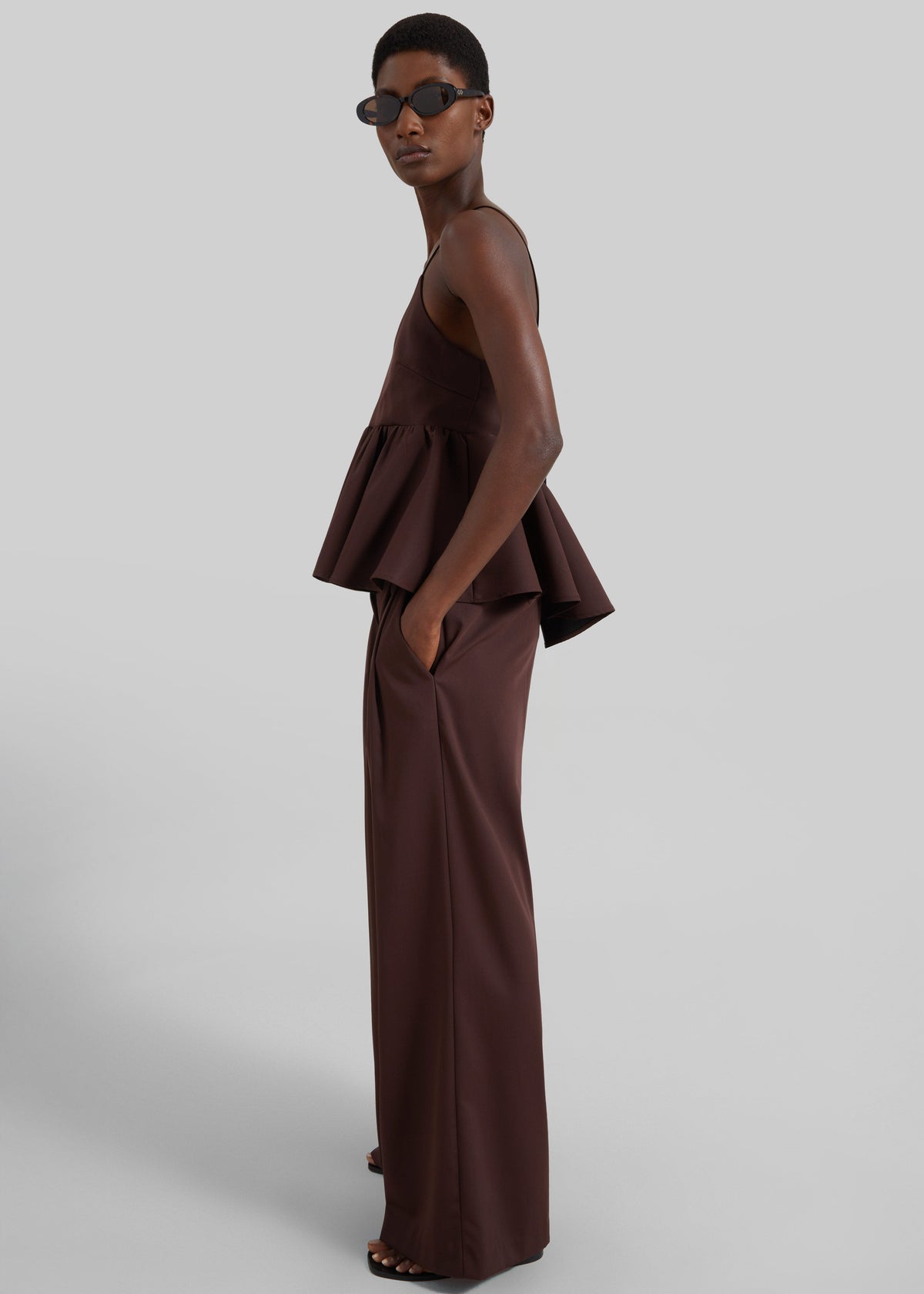 Taormina Peplum Top - Chocolate – view 7 of 10