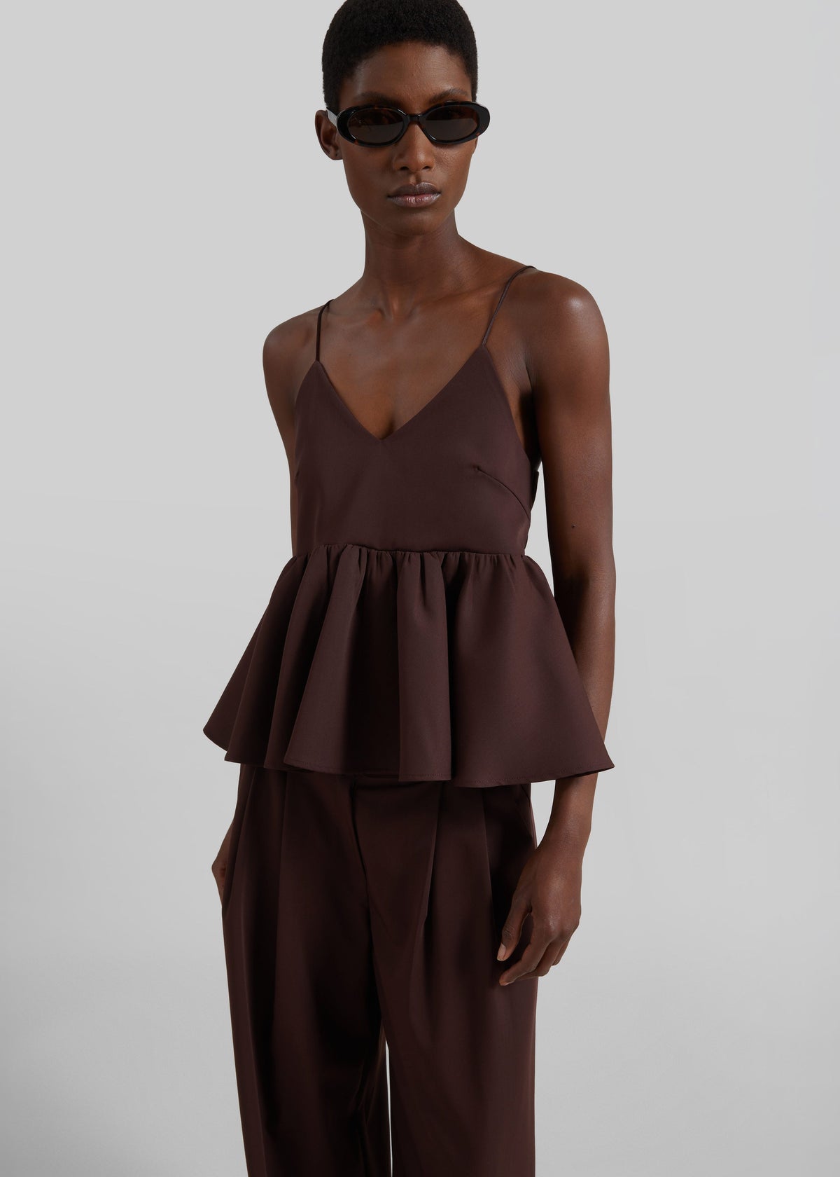 Taormina Peplum Top - Chocolate – view 1 of 10