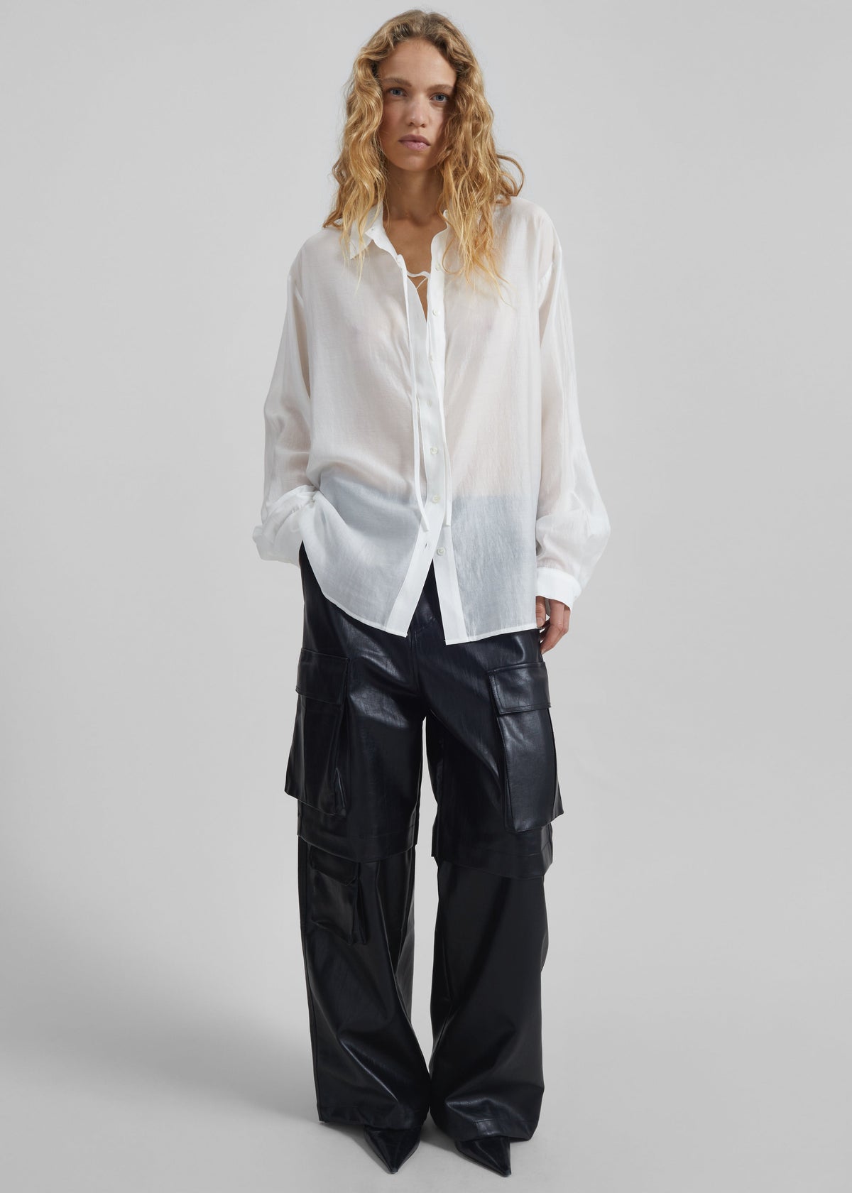 Tarra Tie-Front Sheer Shirt - White – view 2 of 8