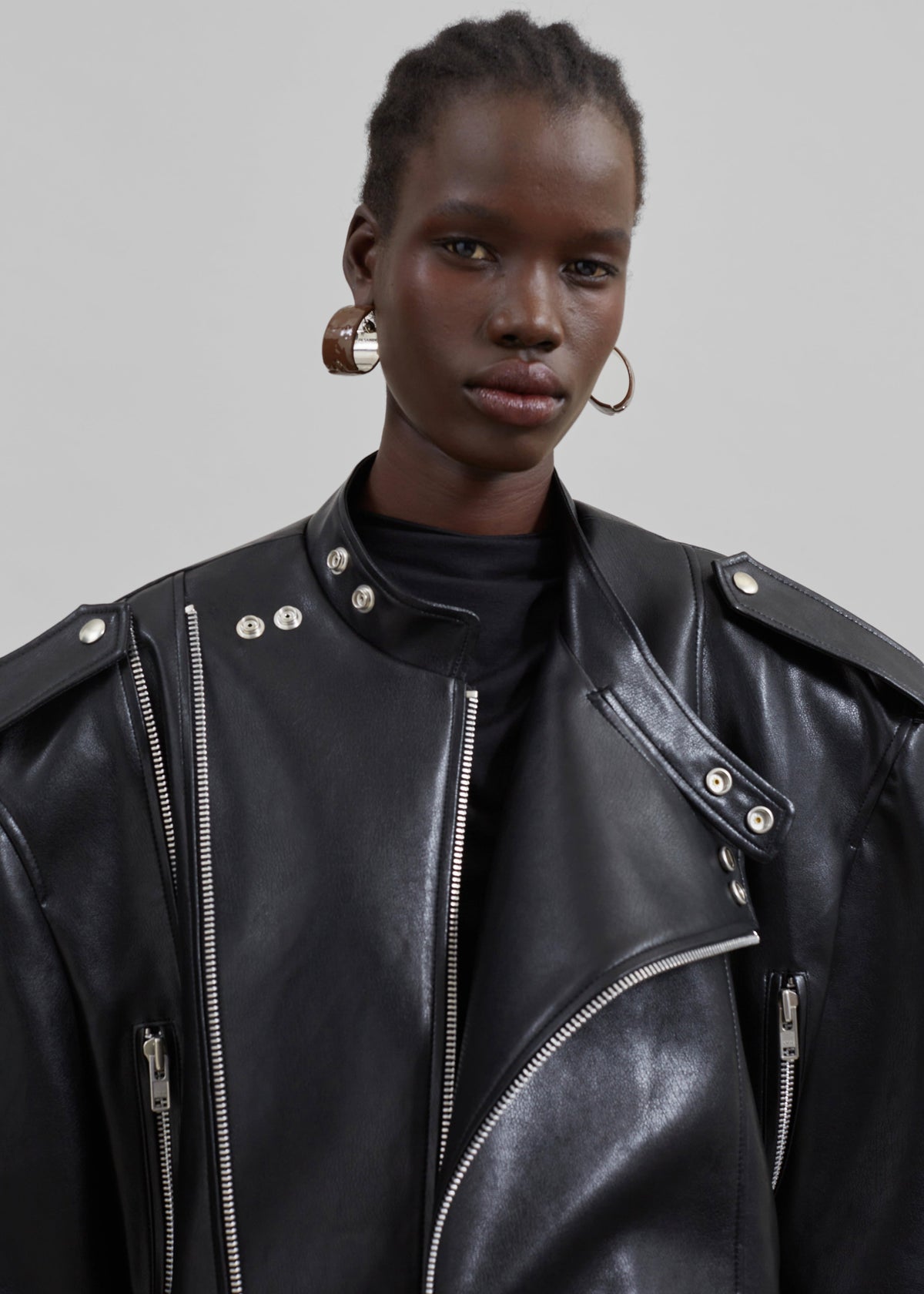 Teagan Boxy Faux Leather Jacket - Black – view 5 of 11