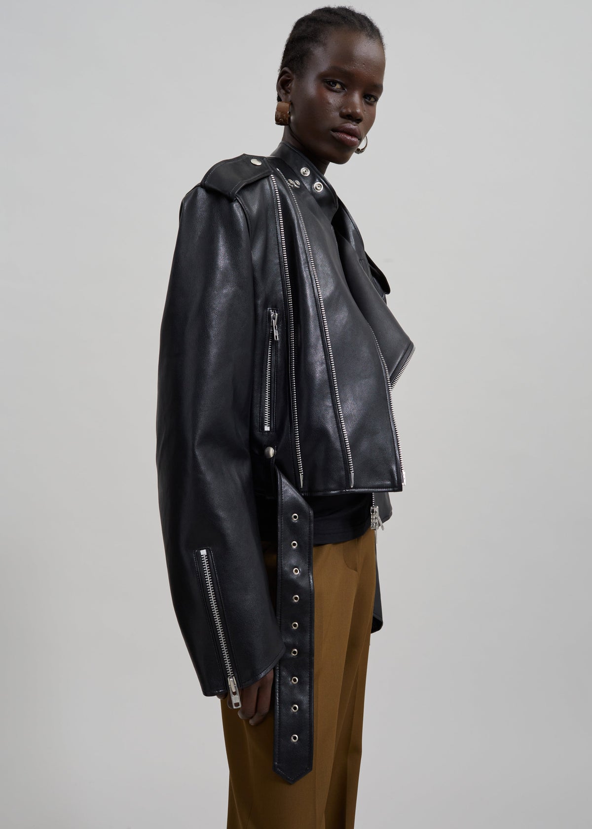 Teagan Boxy Faux Leather Jacket - Black – view 2 of 11